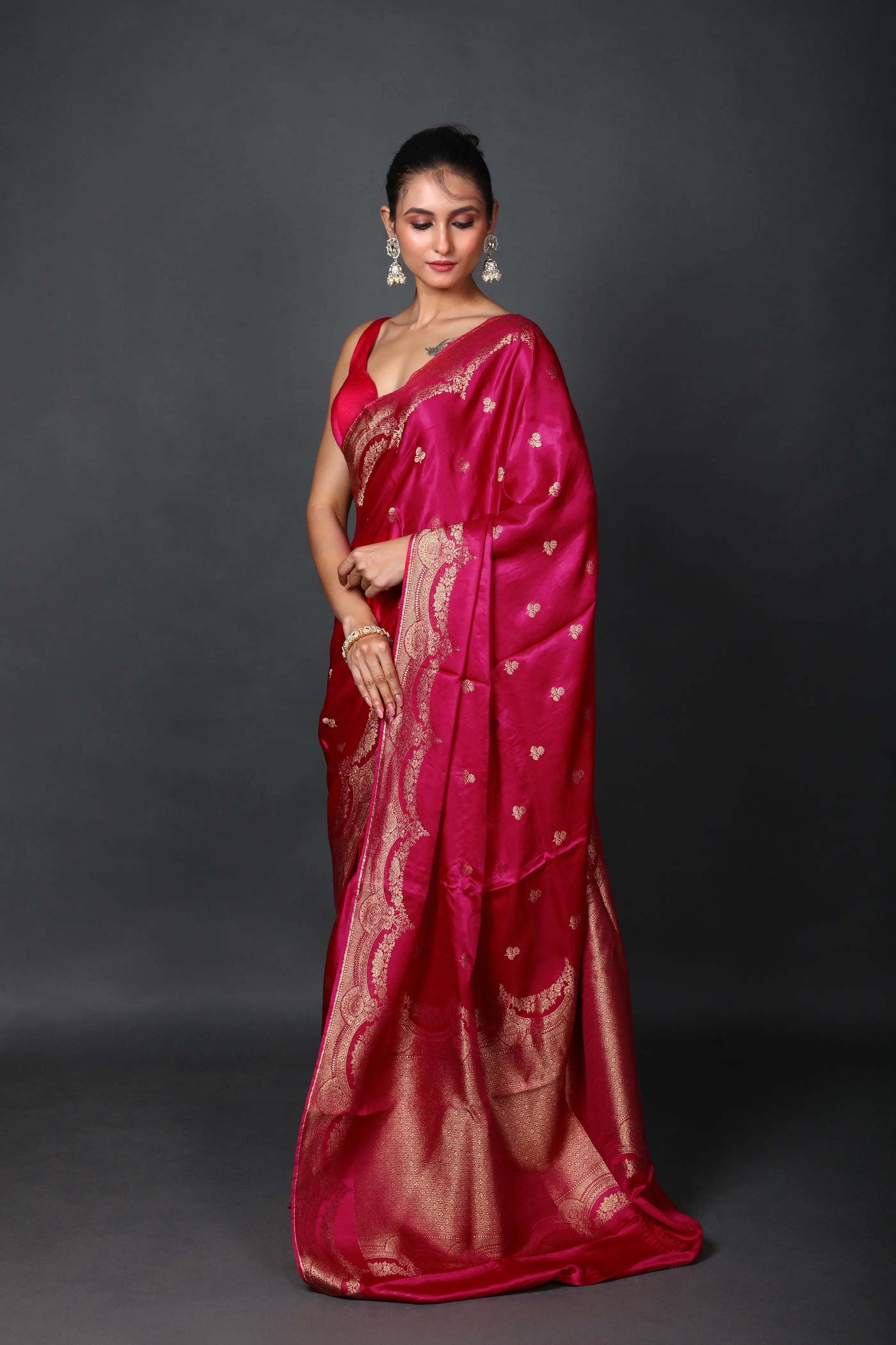 Rani Semi  Mashru Saree With Blouse Piece