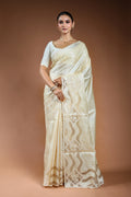 Offwhite Tussar Applique Work Saree With Blouse Piece