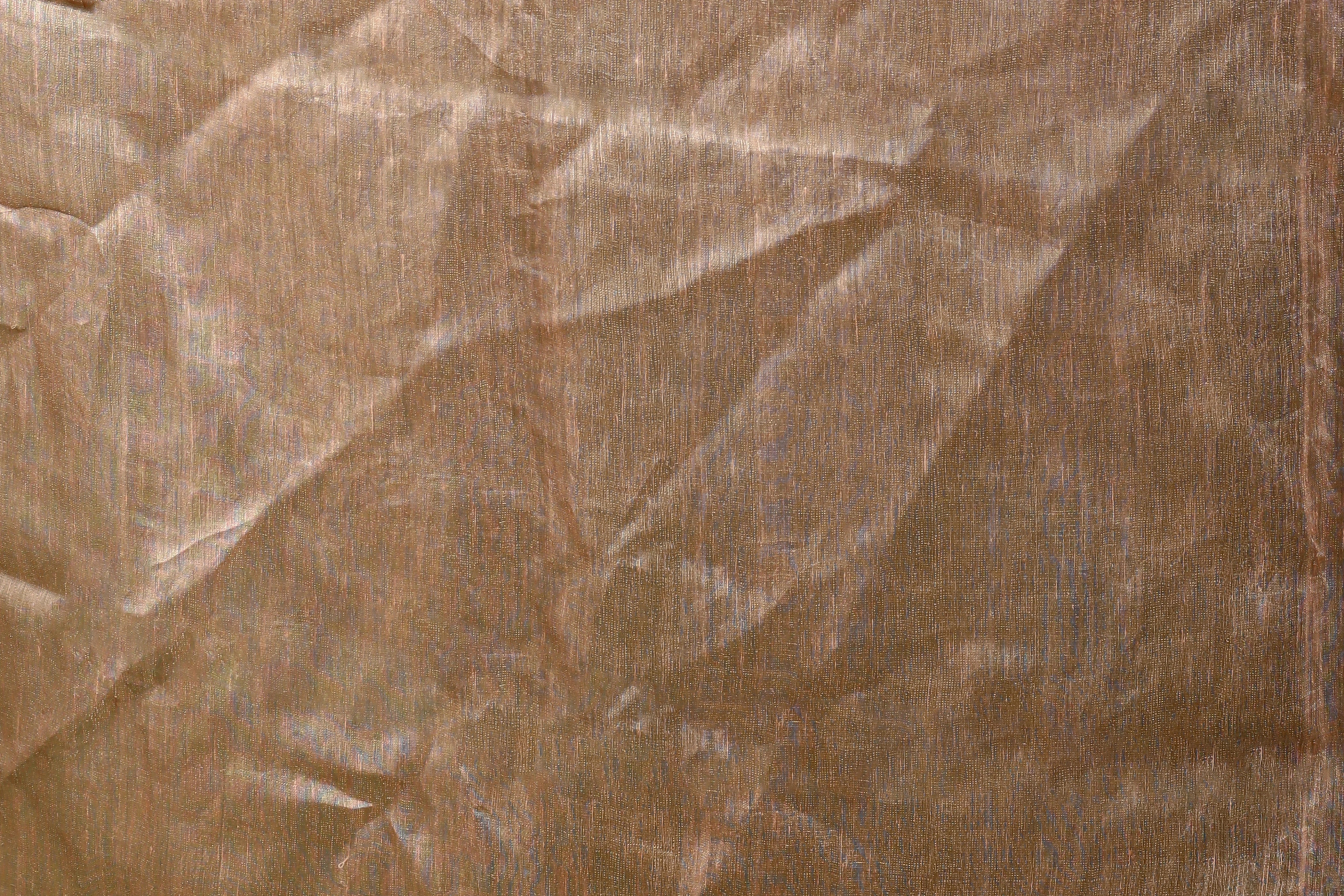 Copper Linen Tissue Saree With Blouse Piece