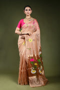 Copper Linen Tissue Saree With Blouse Piece
