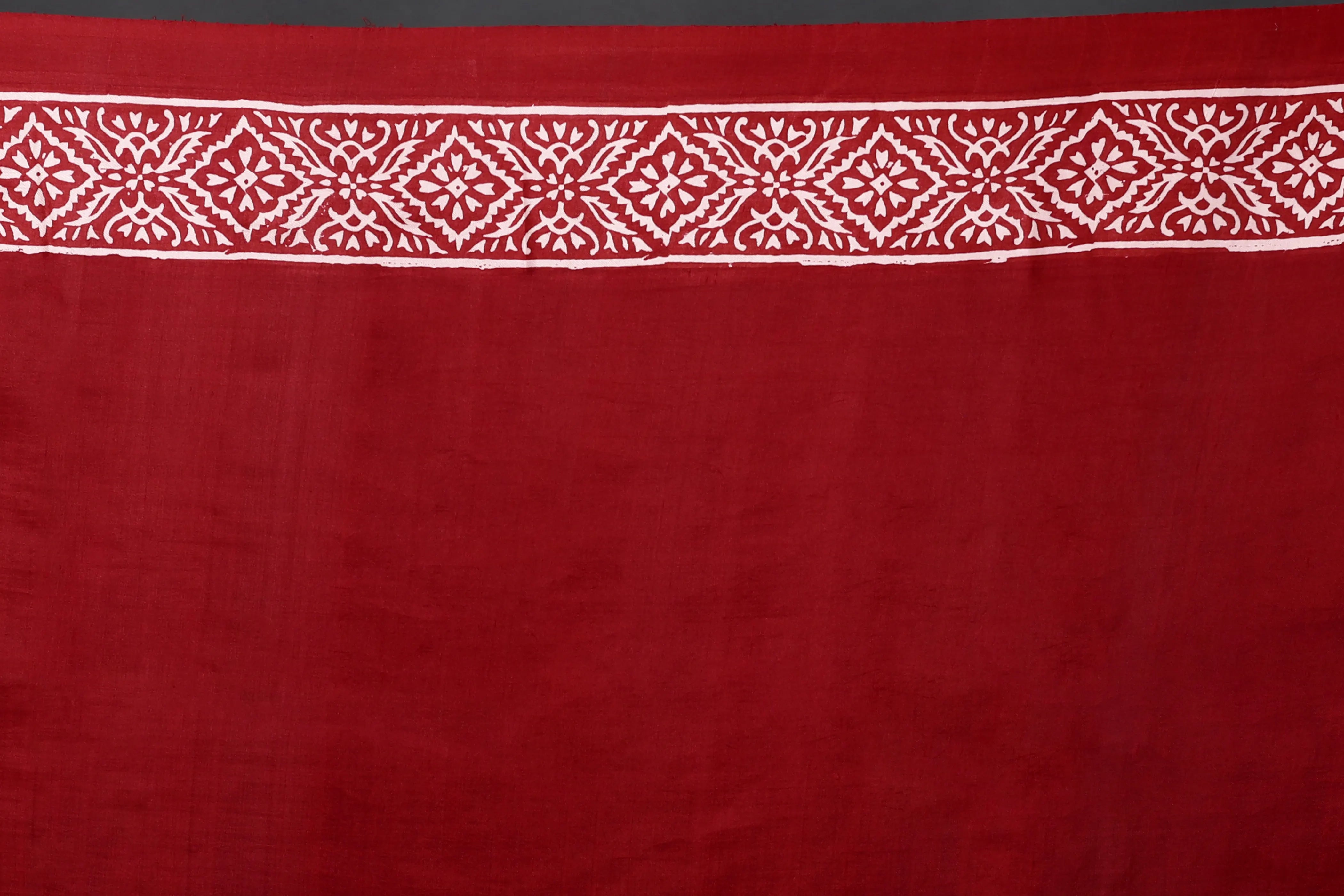 Red & White Silk Katan Saree With Blouse Piece