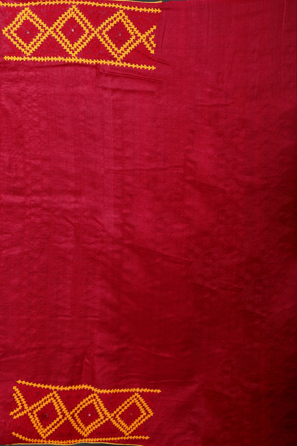 Red Yellow Tussar Hand Saree With Blouse Piece
