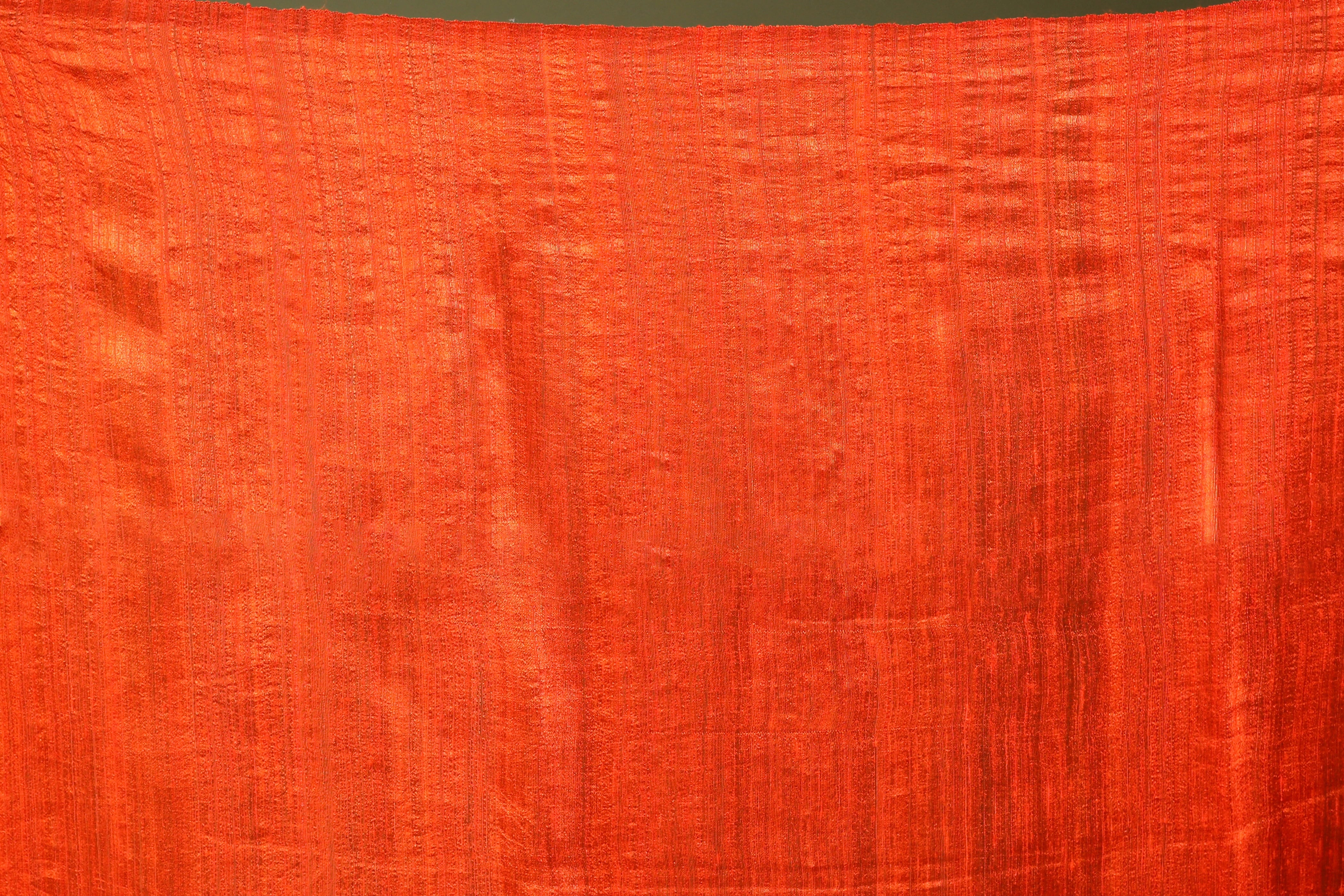 Rust Orange Matka Muslin Saree With Blouse Piece