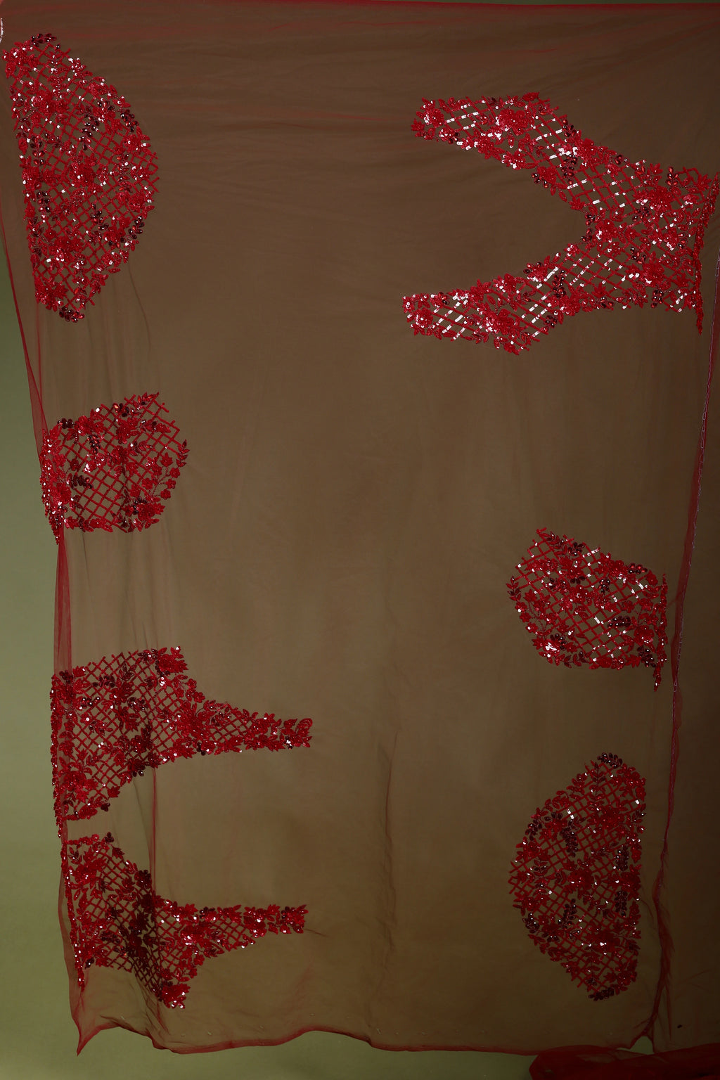 Red Exclusive Net Sequence Work Saree With Blouse Piece
