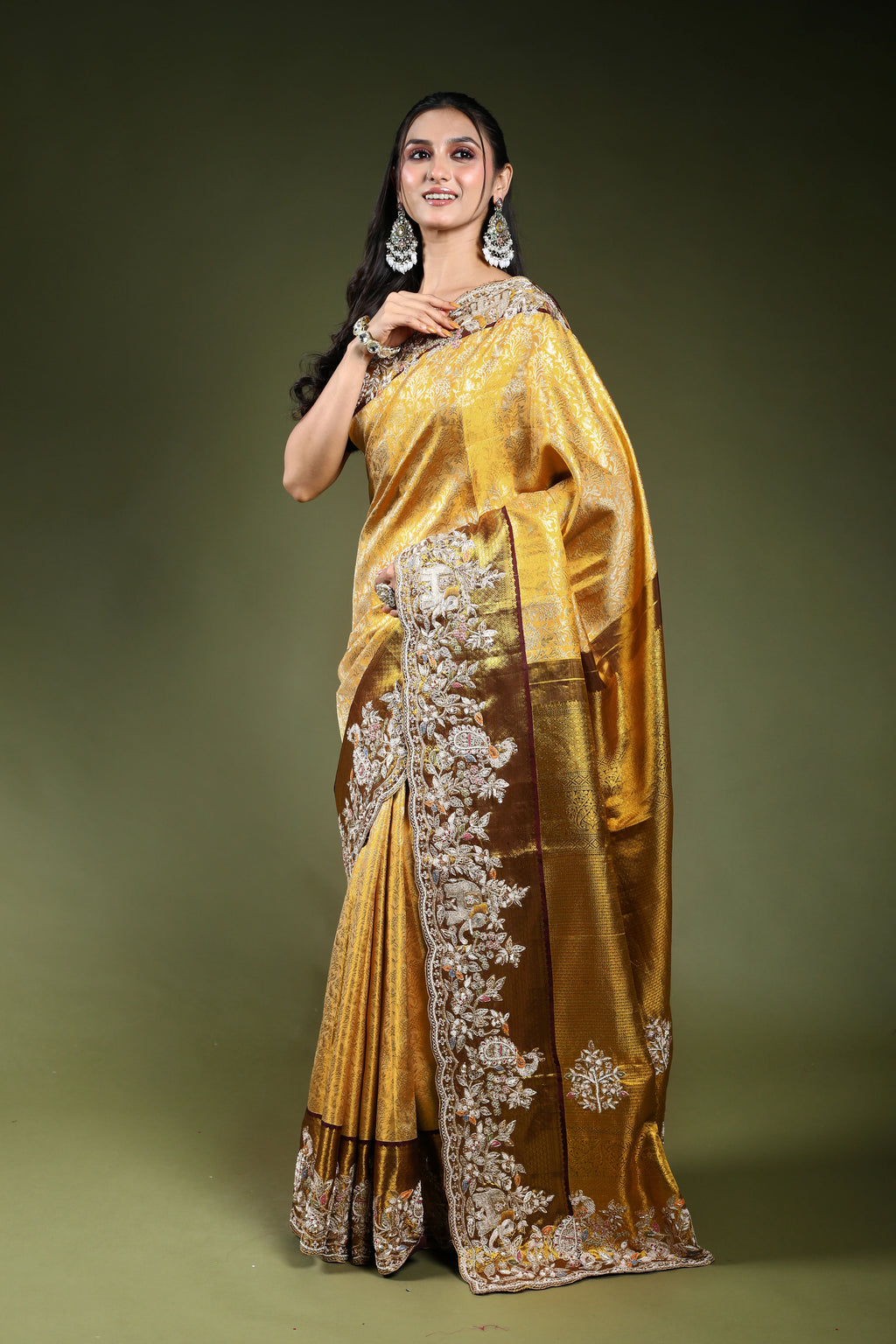 Golden Exclusive Tissue Kanjivaram Saree With Blouse Piece