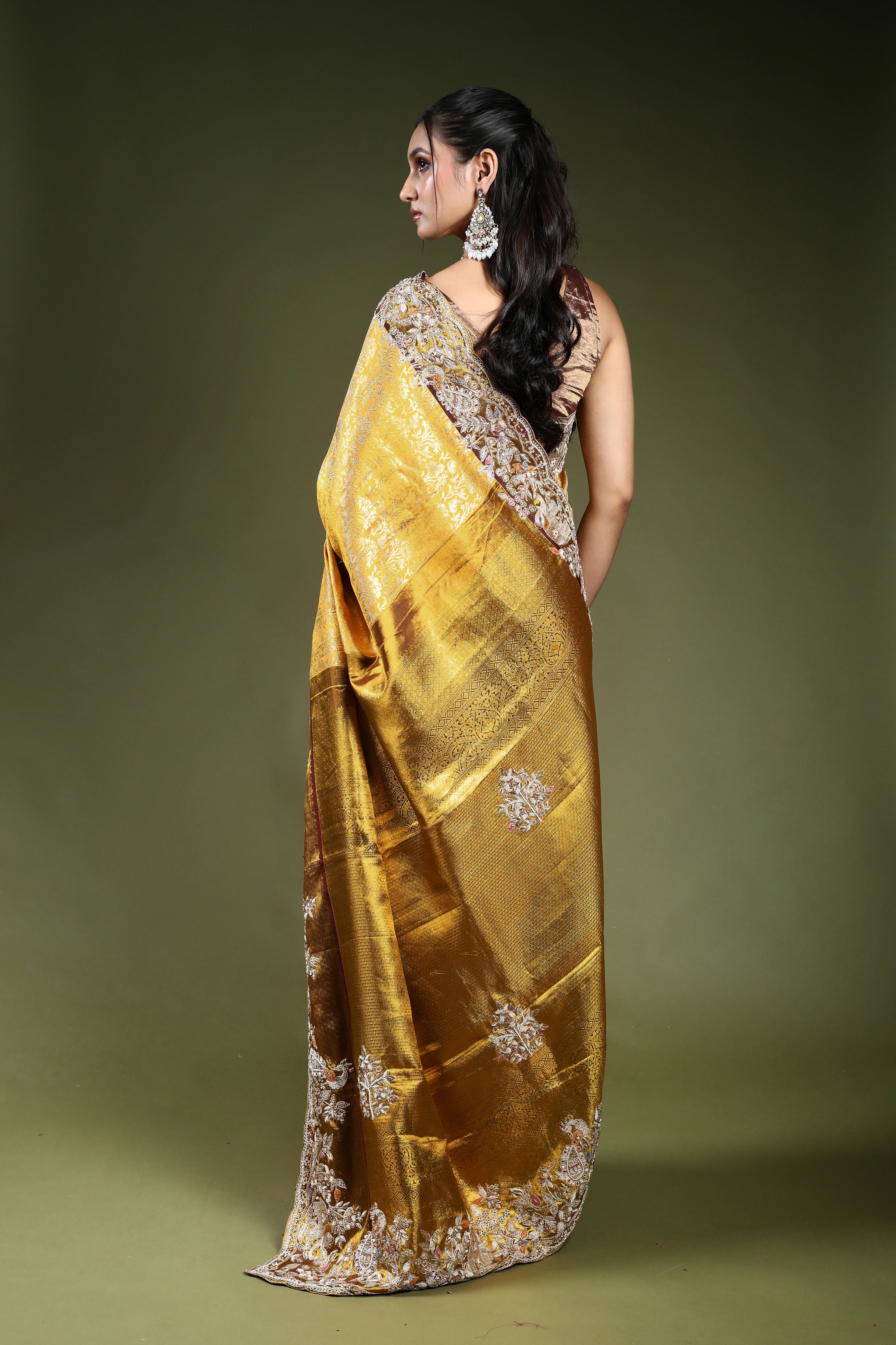 Golden Exclusive Tissue Kanjivaram Saree With Blouse Piece
