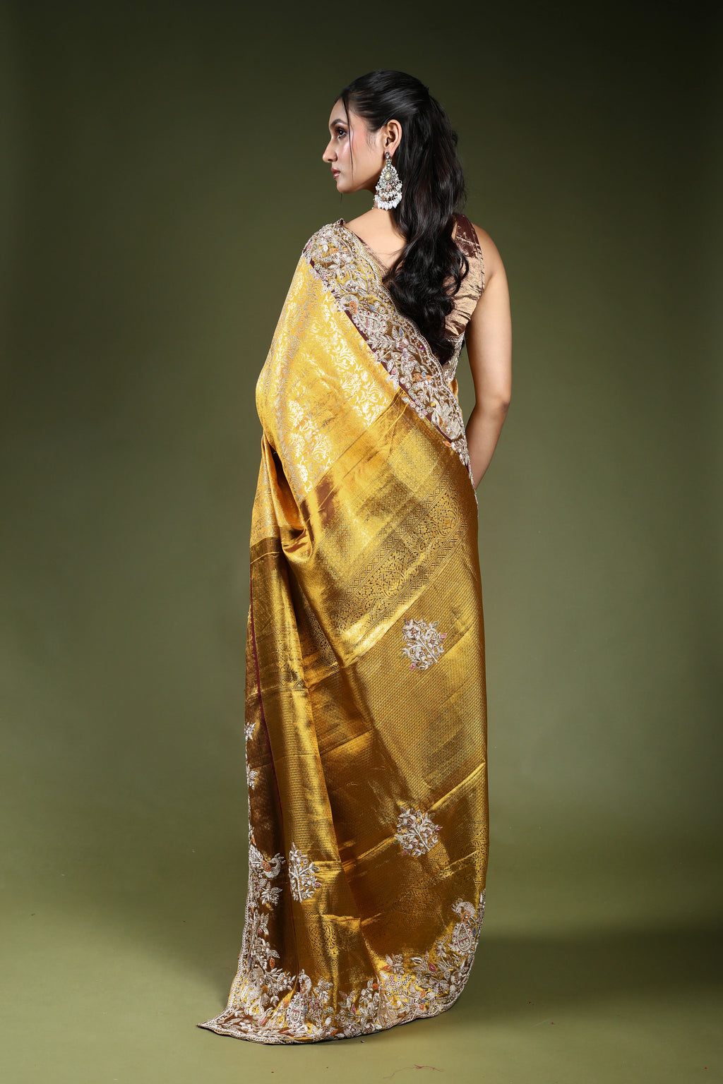 Golden Exclusive Tissue Kanjivaram Saree With Blouse Piece