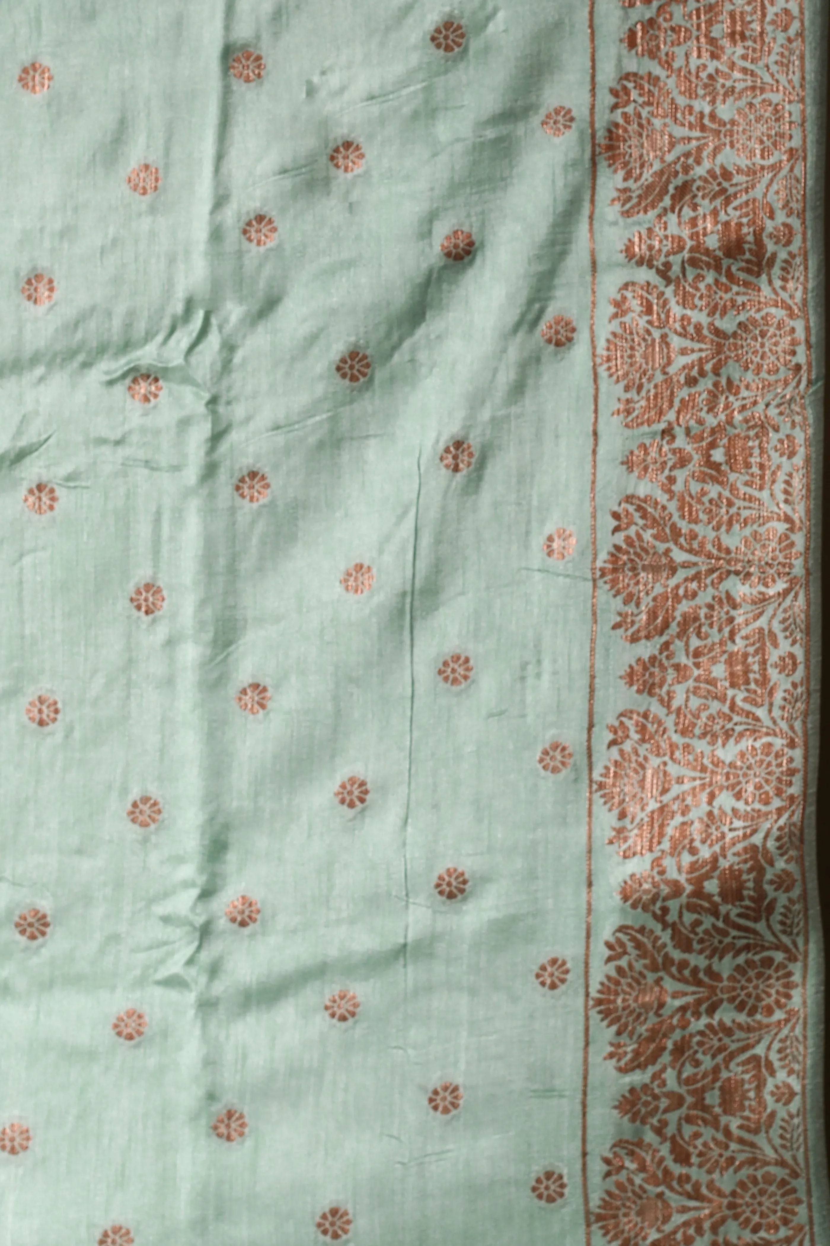 Light Sea Green Blended Raw Silk Saree with Blouse Piece