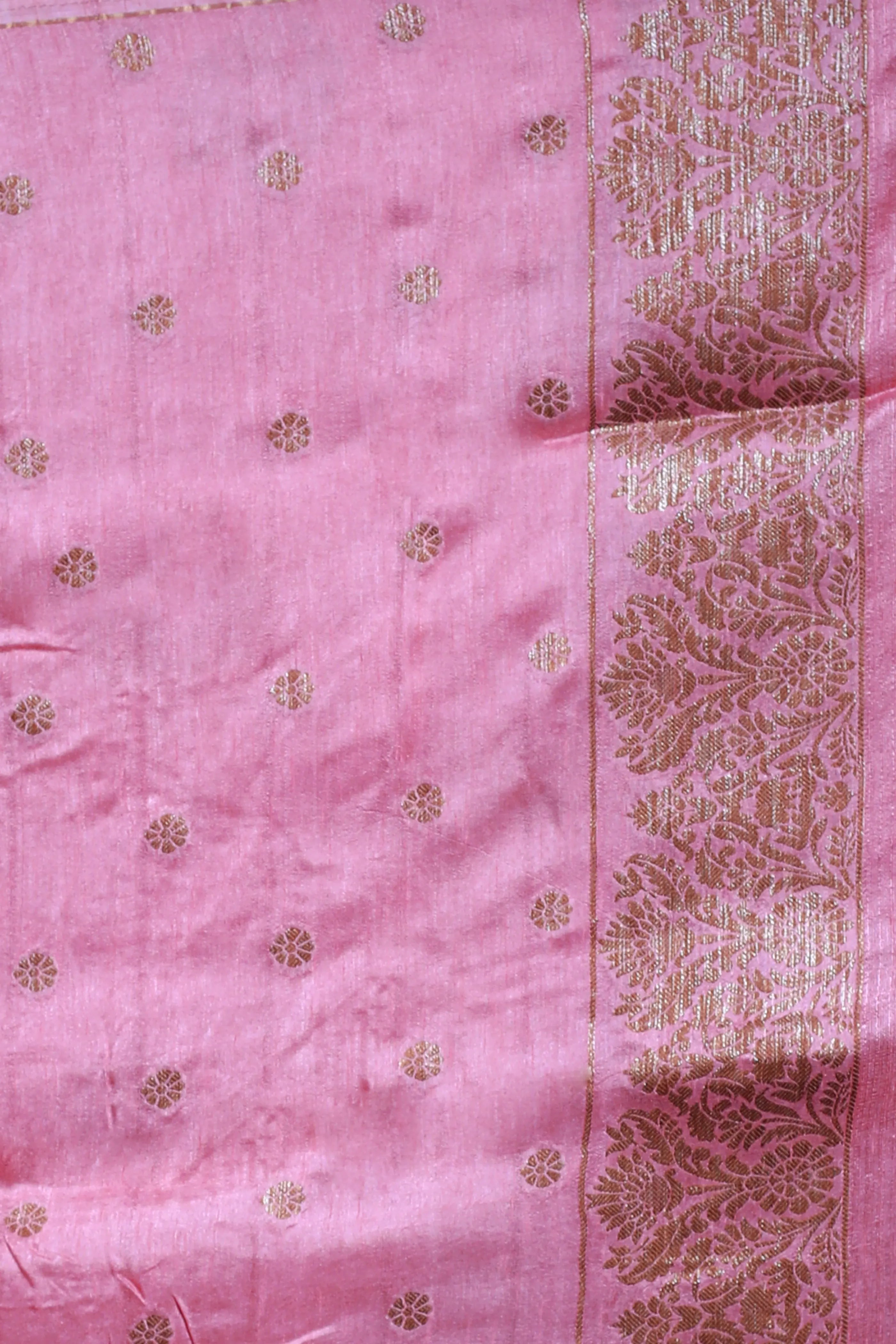 Dusty Pink Blended Raw Silk Saree with Blouse Piece