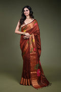 Chocolate  Matka Saree with Blouse Piece