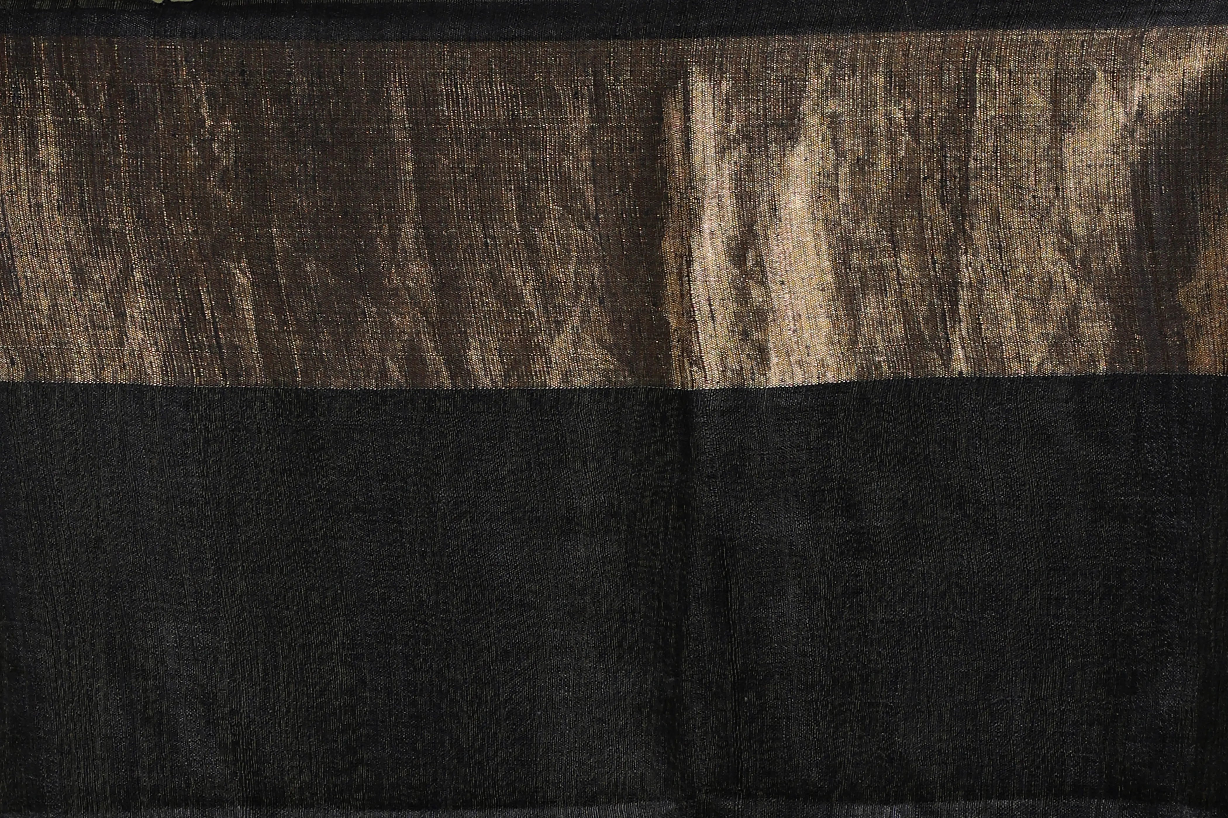 Black Muslin Matka Saree with Blouse Piece