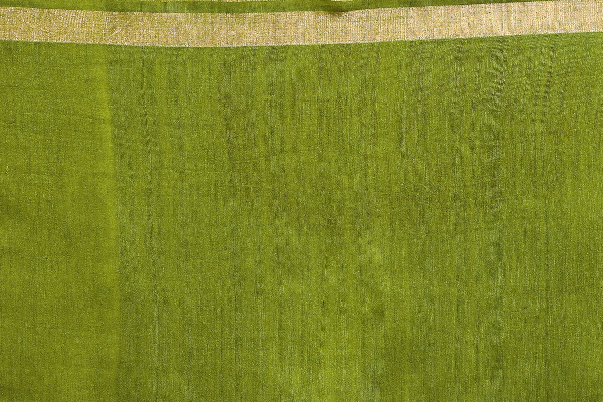 Mehendi Green Matka Saree with Blouse Piece
