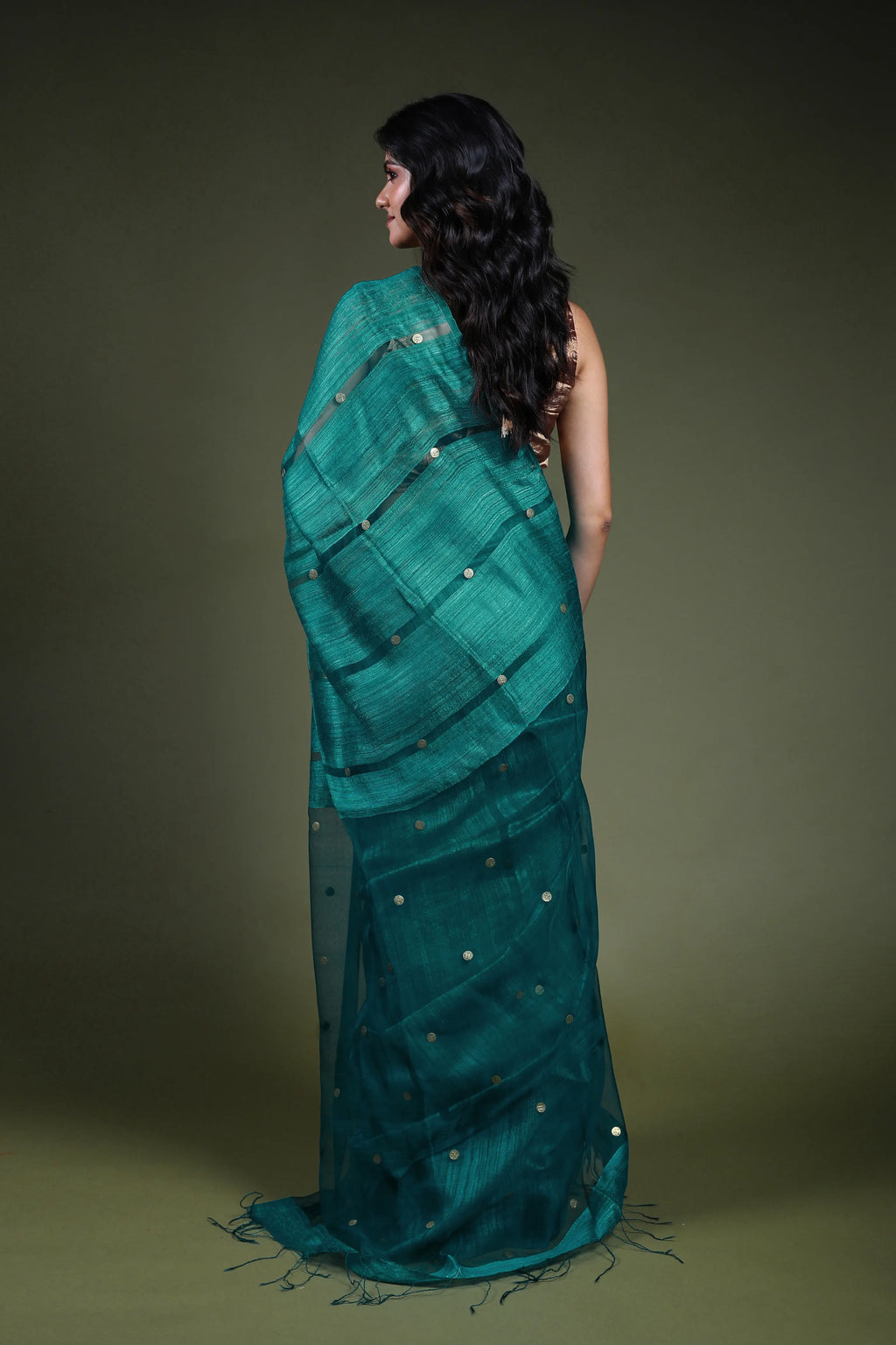 Auqa Blue Muslin Matka Saree with Blouse Piece