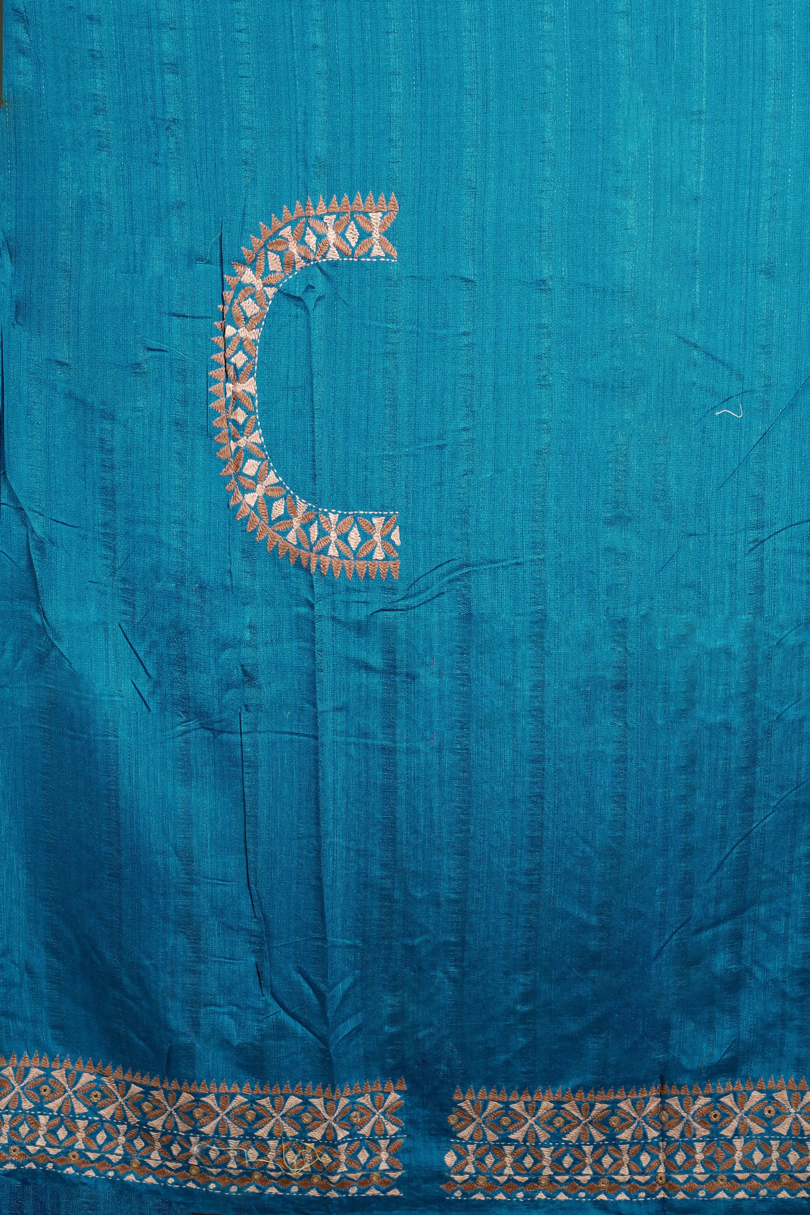 Firoza Blended Tussar Kathiyawadi Saree with Blouse Piece