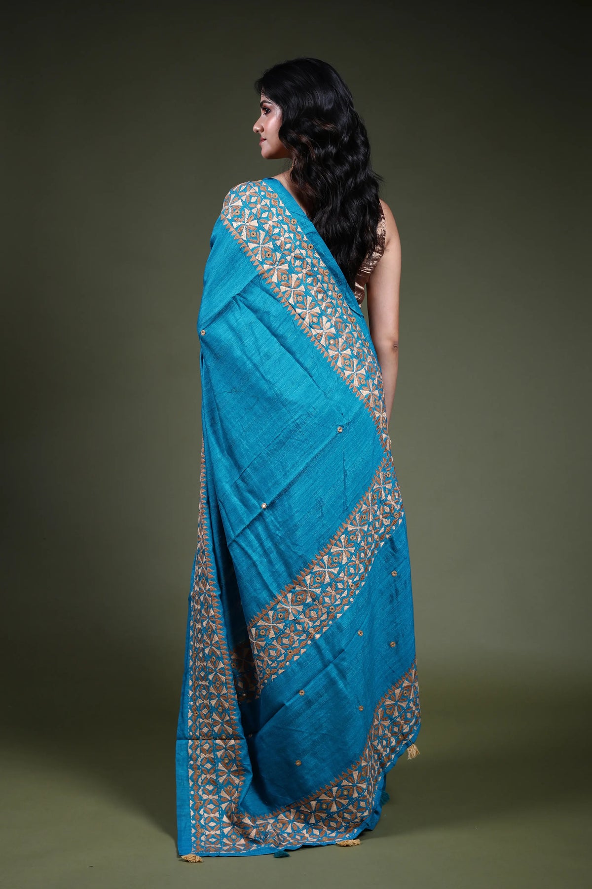 Firoza Blended Tussar Kathiyawadi Saree with Blouse Piece