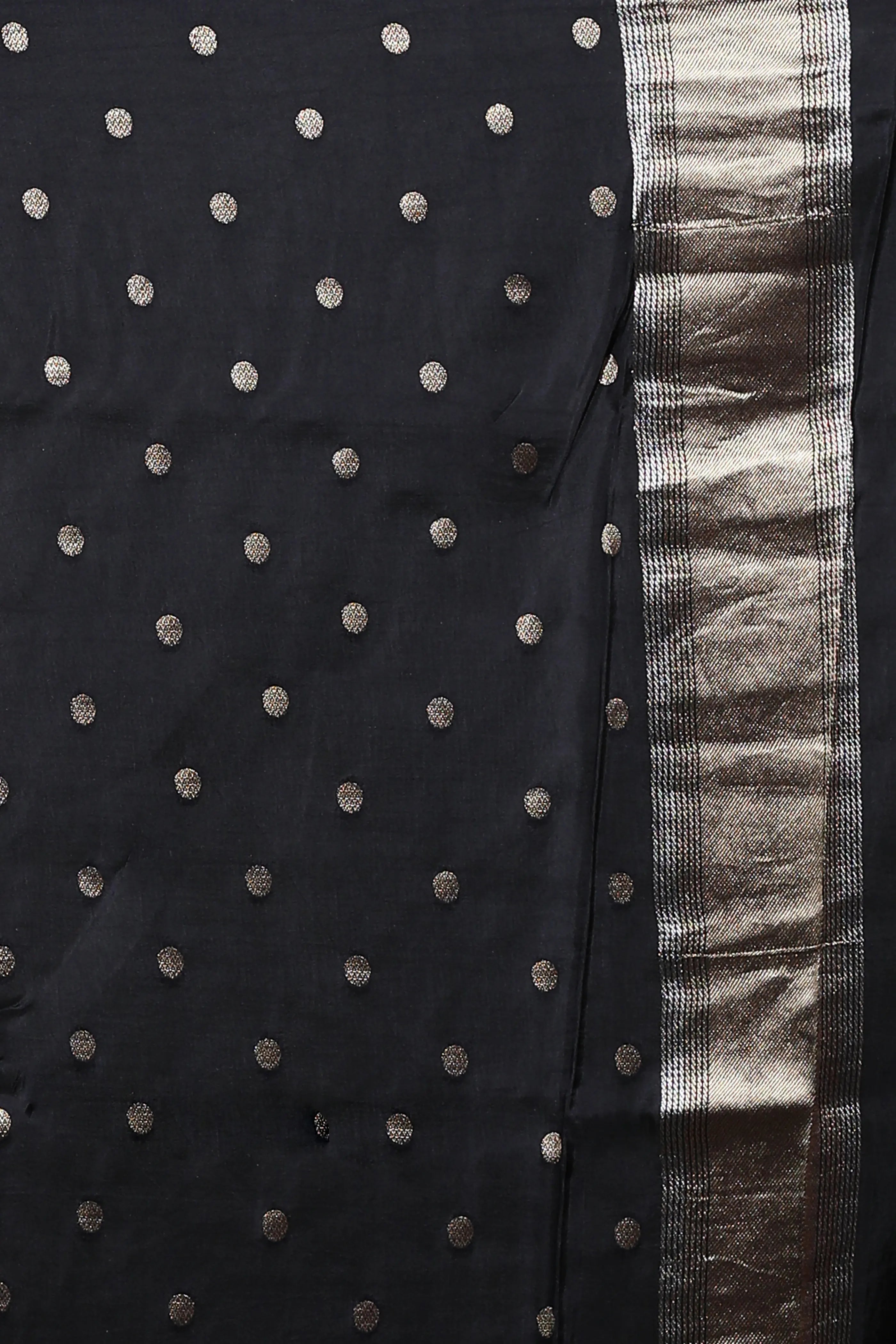 Black Blended Mashru Saree with Blouse Piece