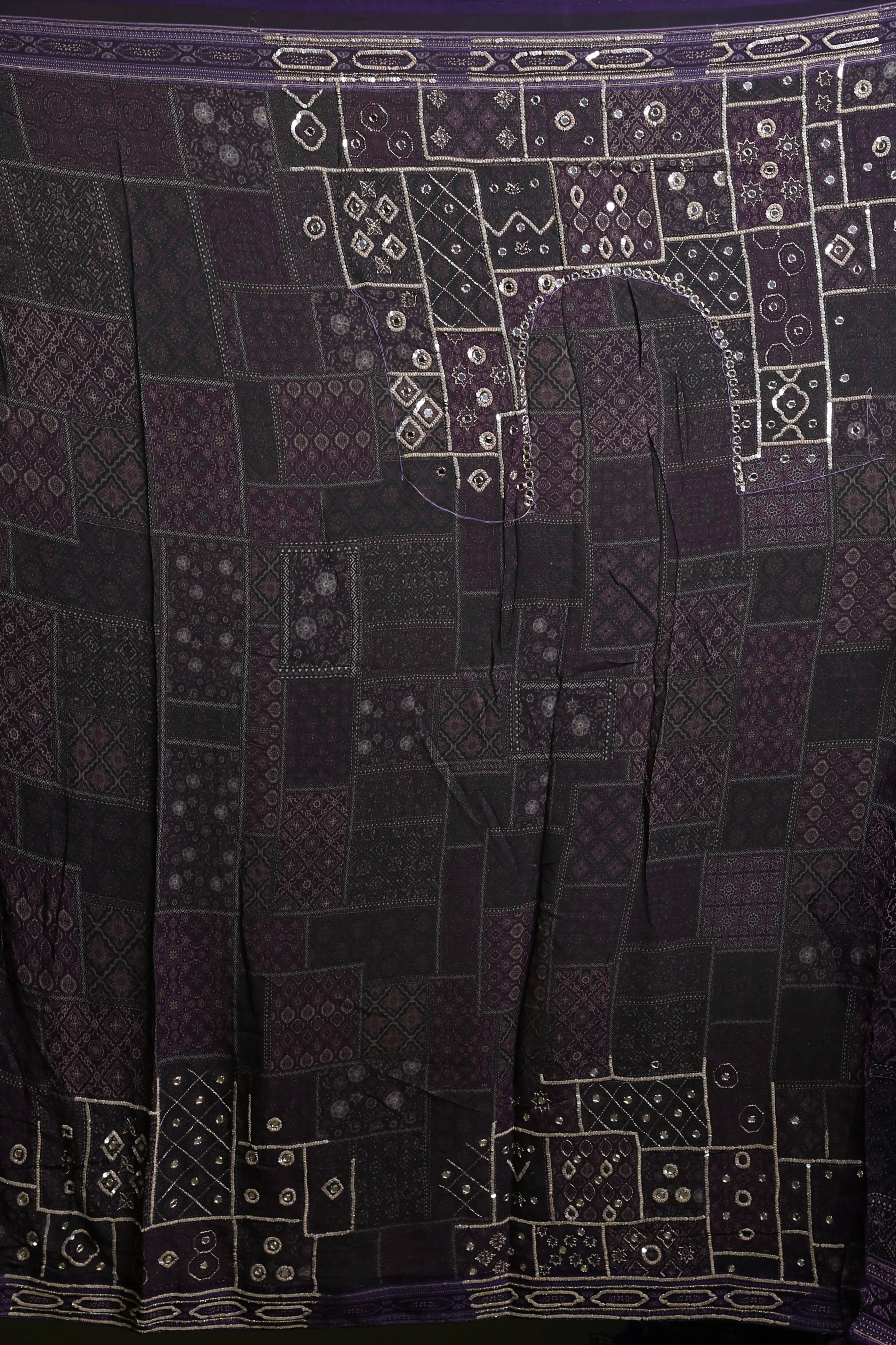 Dark Purple Georgette Saree with Blouse Piece