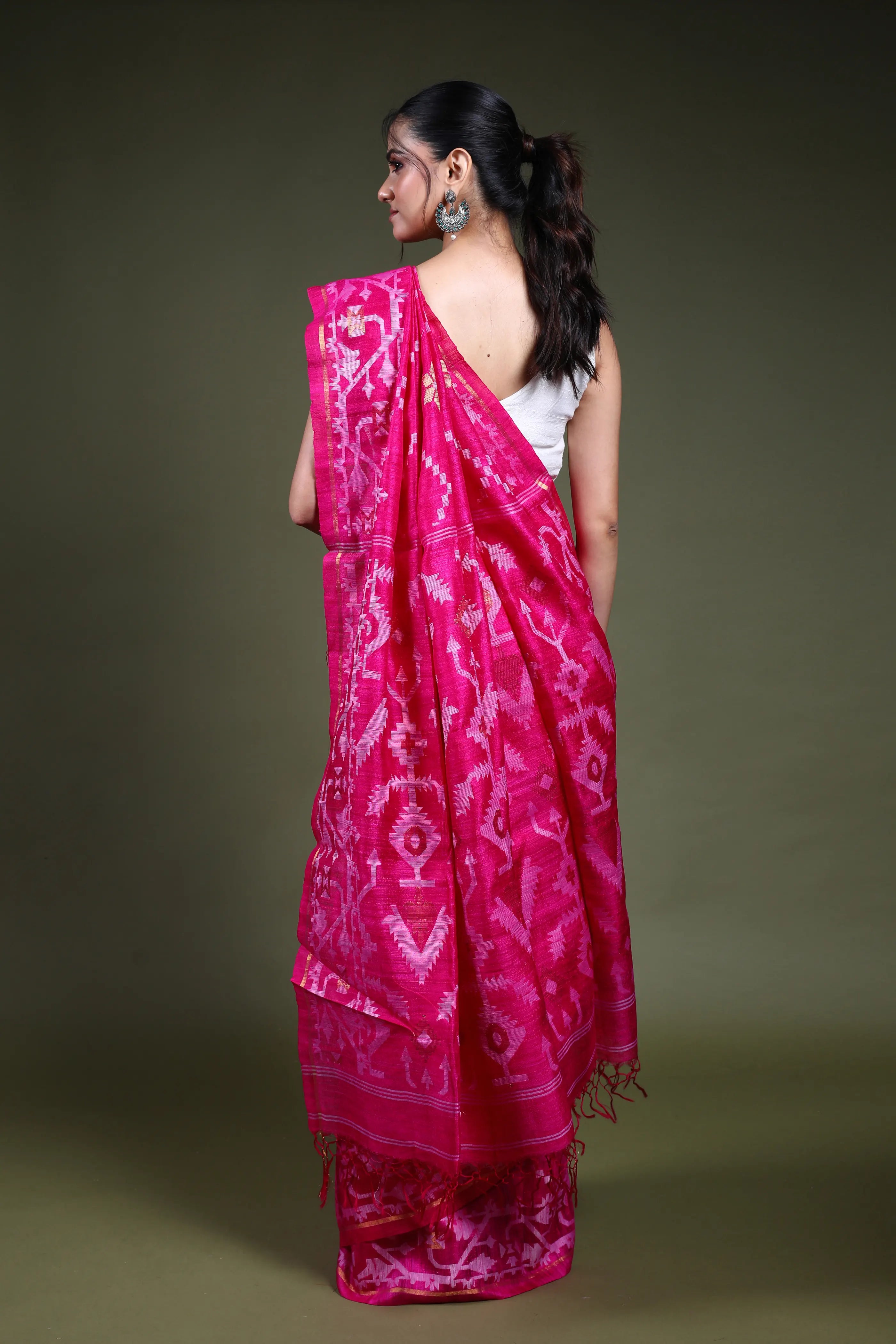 Rani Muslin Matka Saree with Blouse Piece