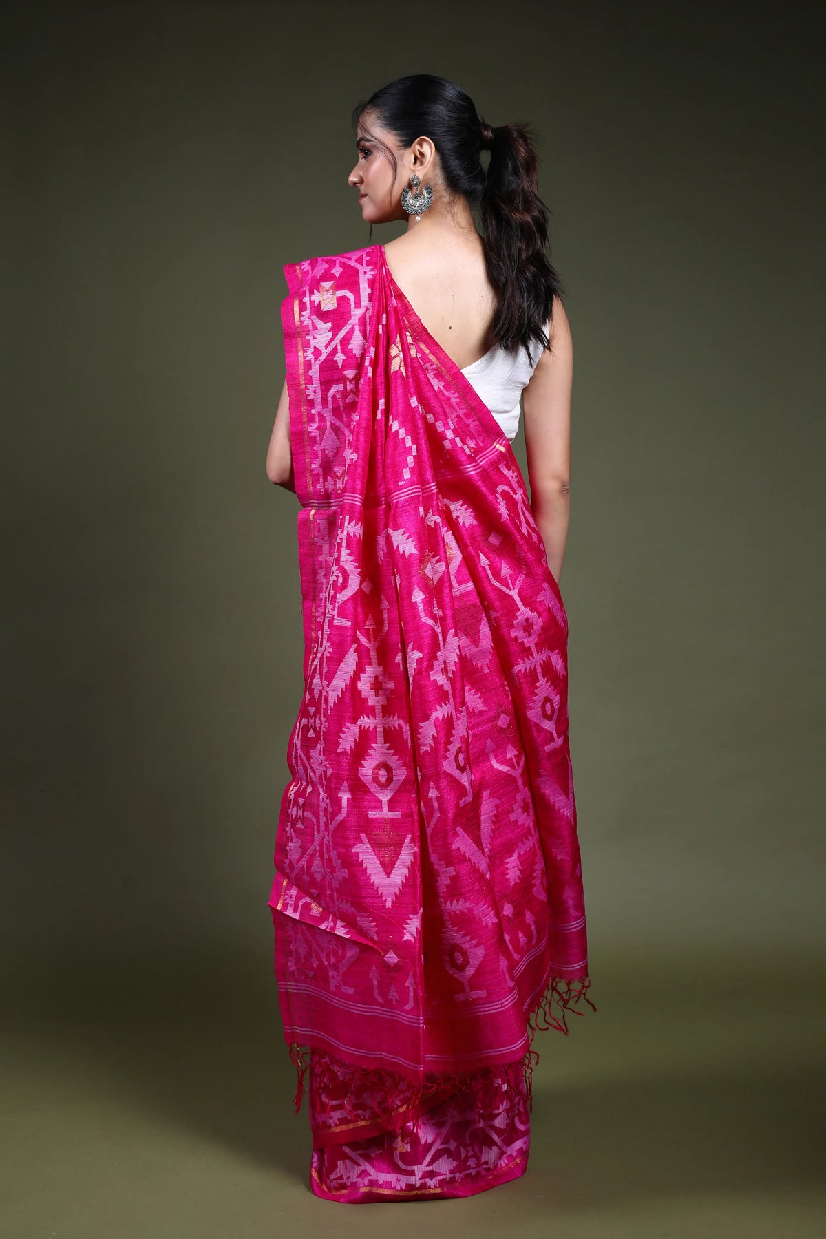 Rani Muslin Matka Saree with Blouse Piece