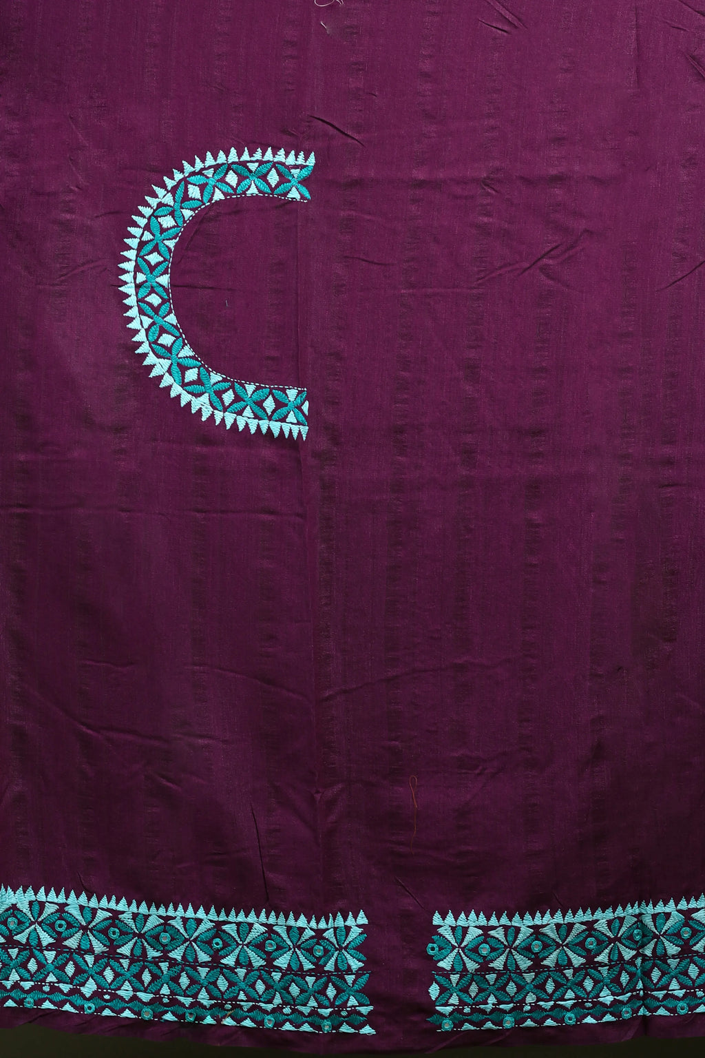 Wine Blended Tussar Kathiyawadi Saree with Blouse Piece