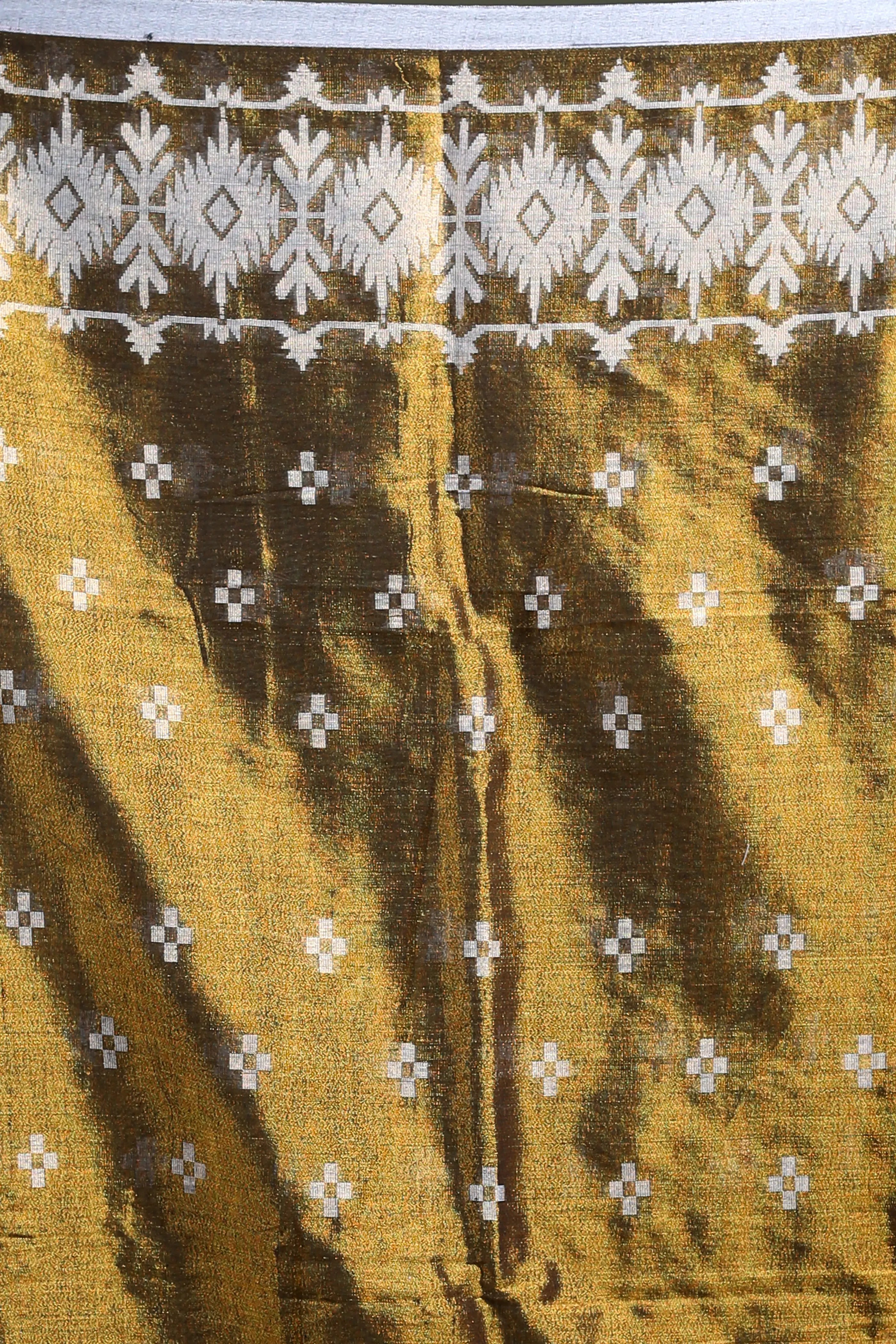 Mustard Blended Tissue Jamdani Saree with Blouse Piece