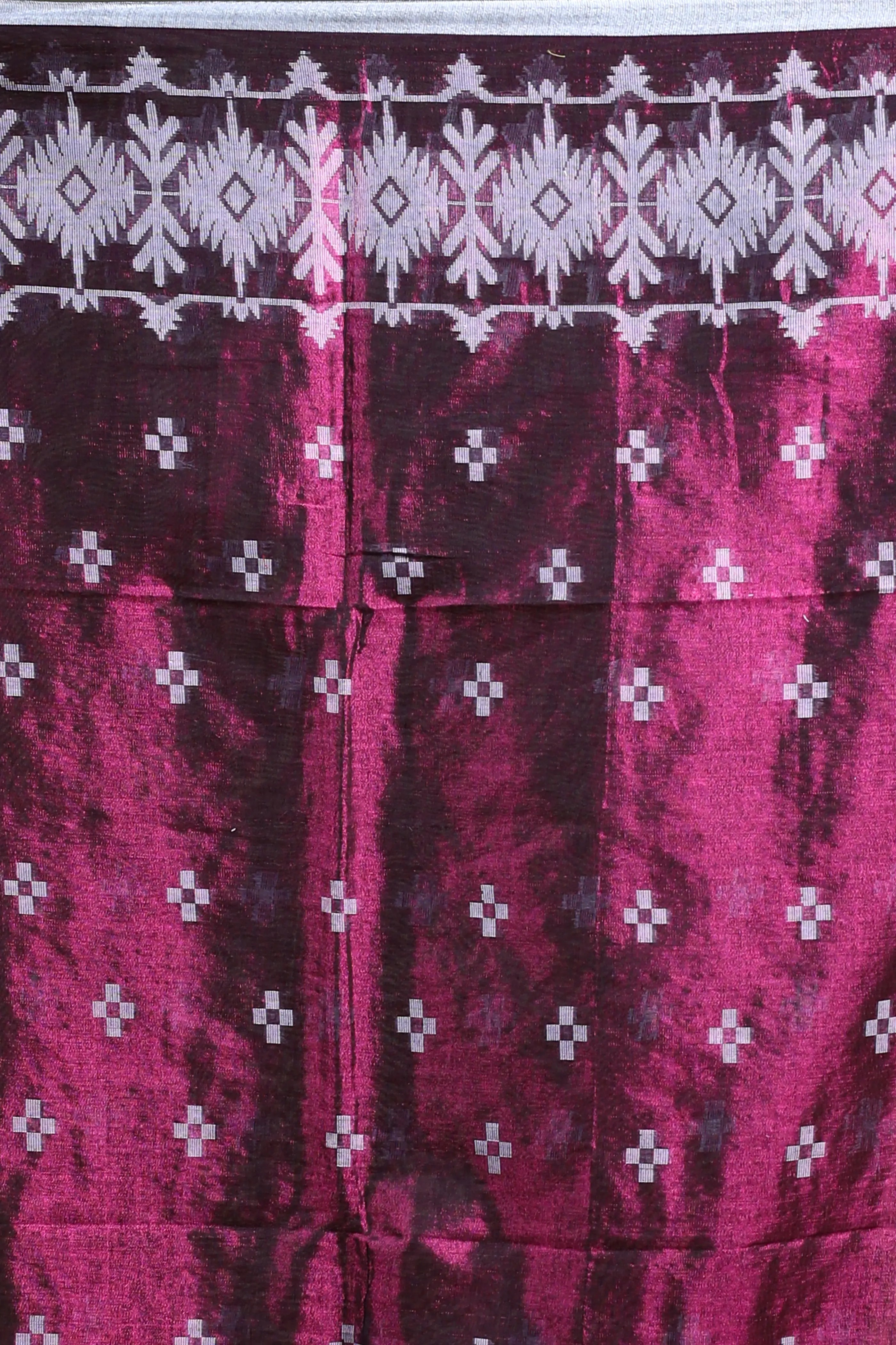Burgundy Blended Tissue Jamdani Saree with Blouse Piece