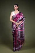 Burgundy Blended Tissue Jamdani Saree with Blouse Piece