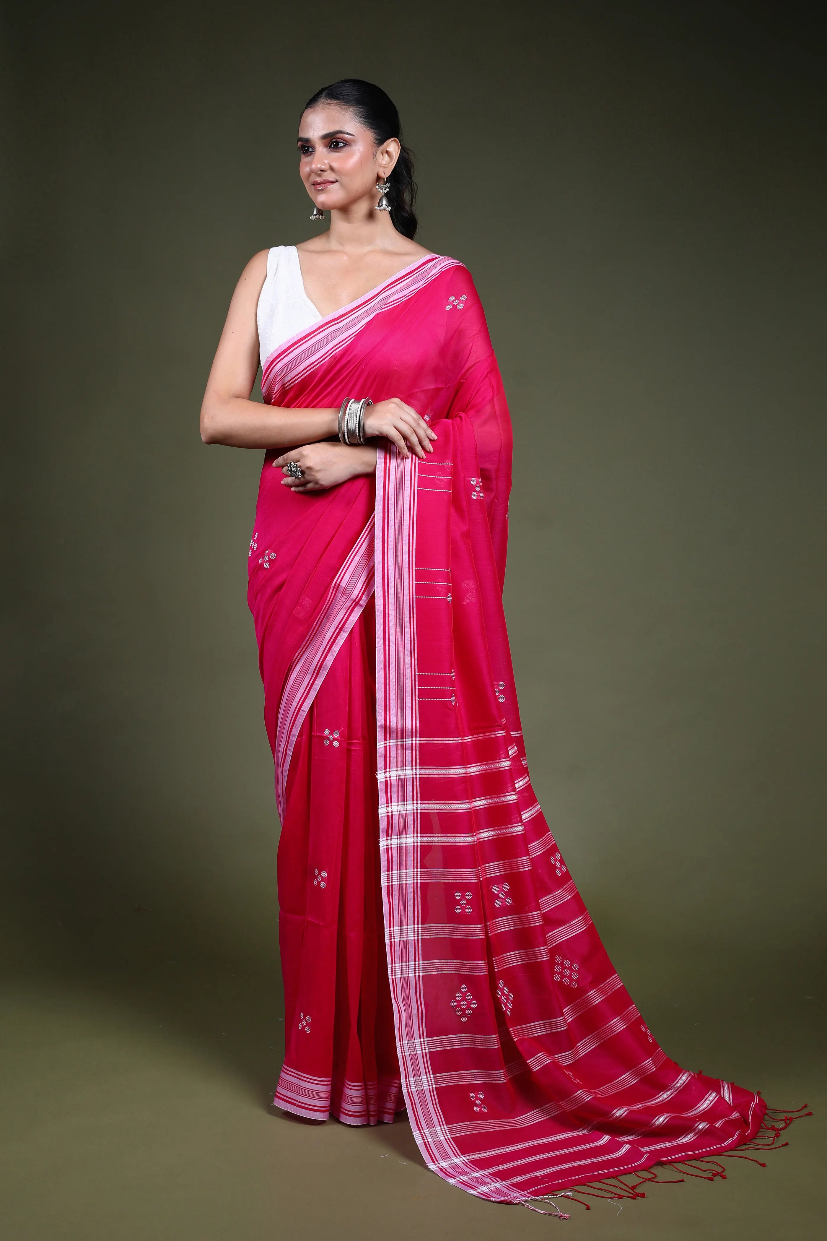 Rani Cotton Saree with Blouse Piece