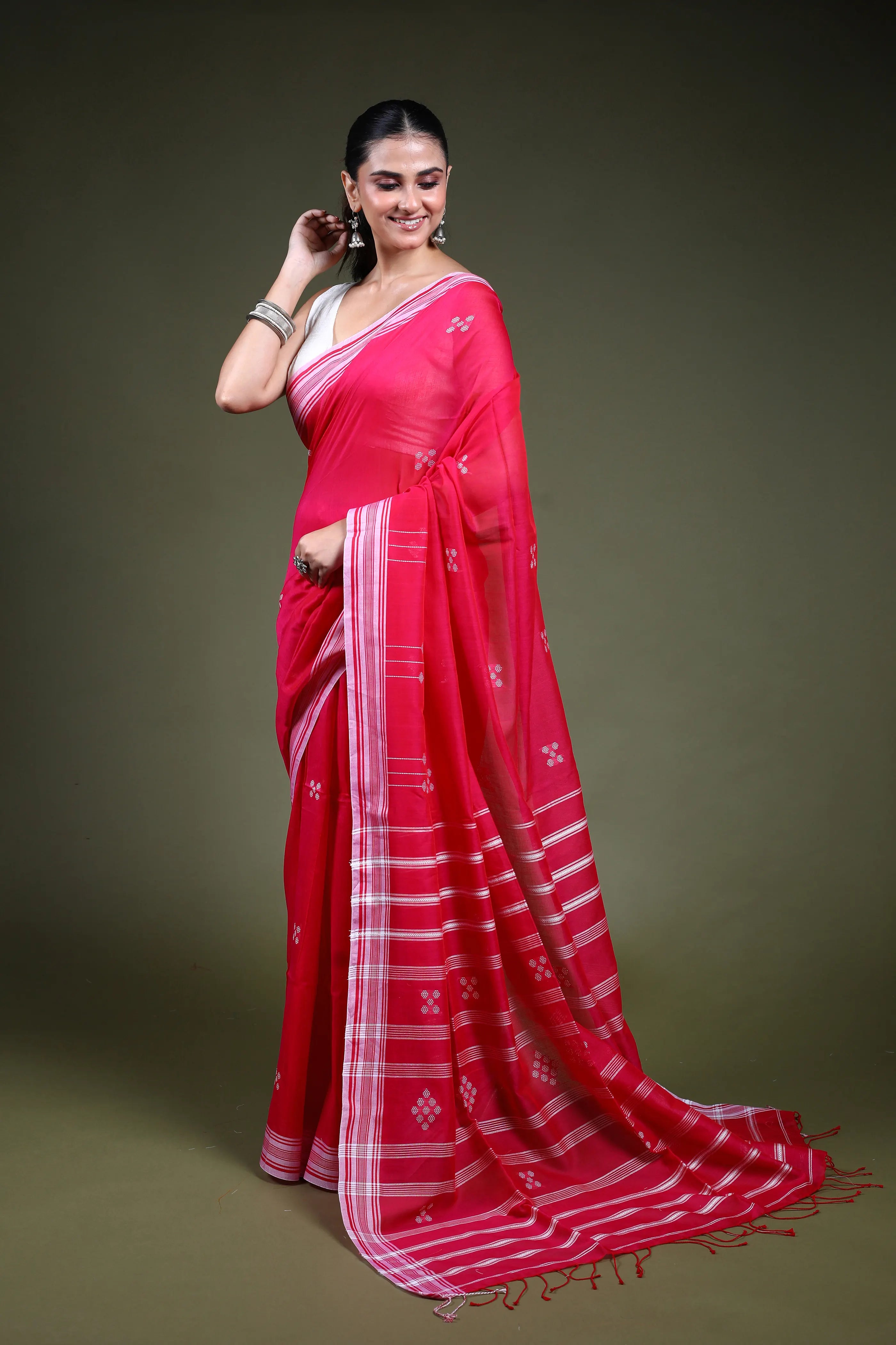 Rani Cotton Saree with Blouse Piece