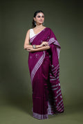 Purple Cotton Saree with Blouse Piece