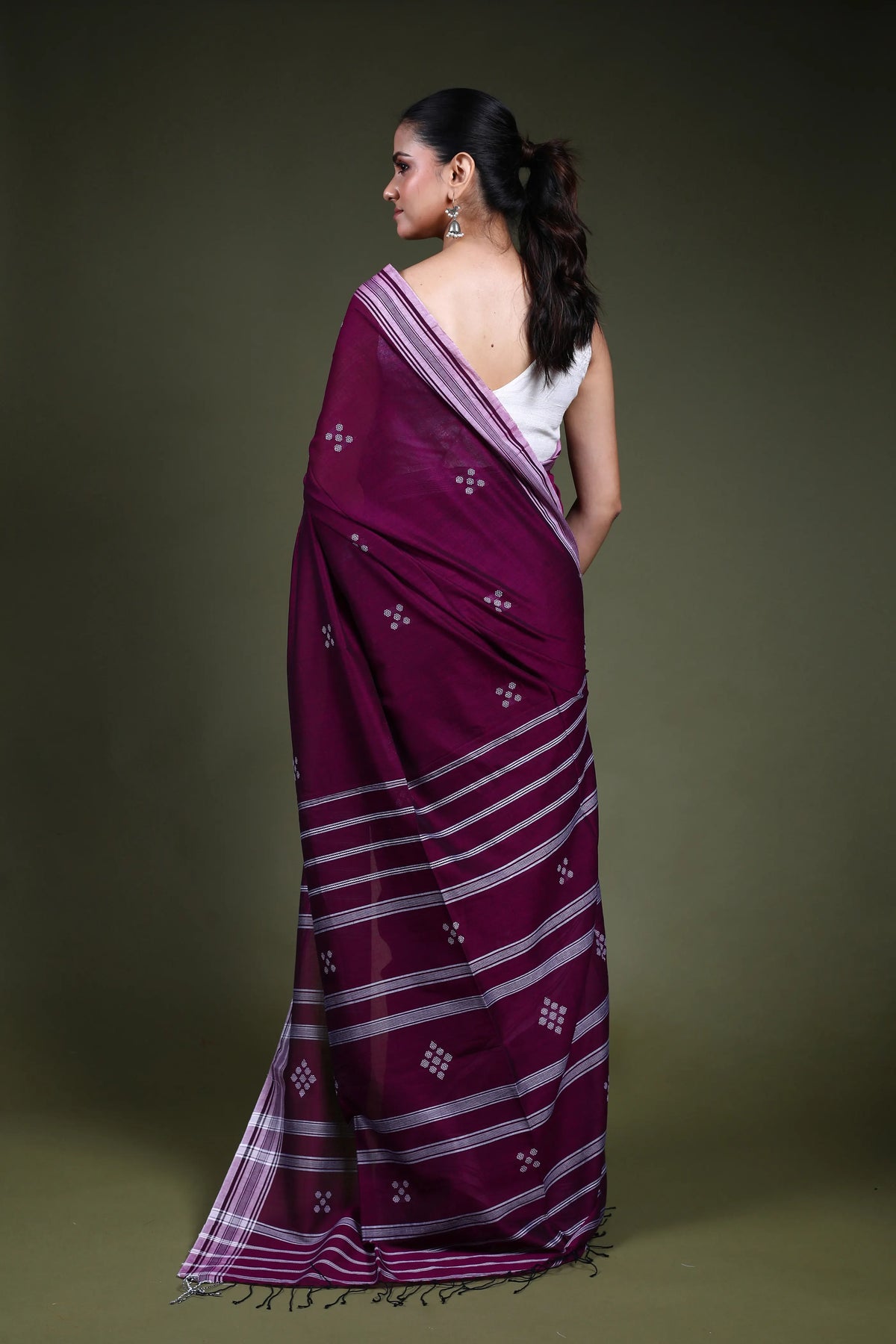 Purple Cotton Saree with Blouse Piece