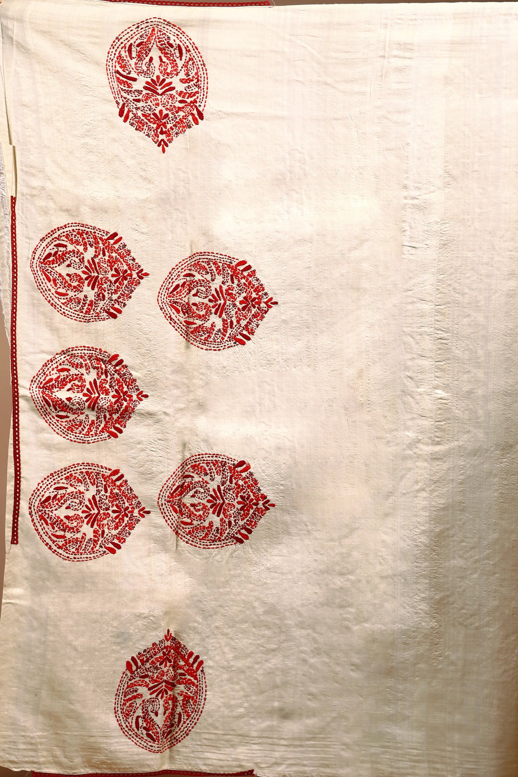 Beige Tussar Kantha Saree with Blouse Piece