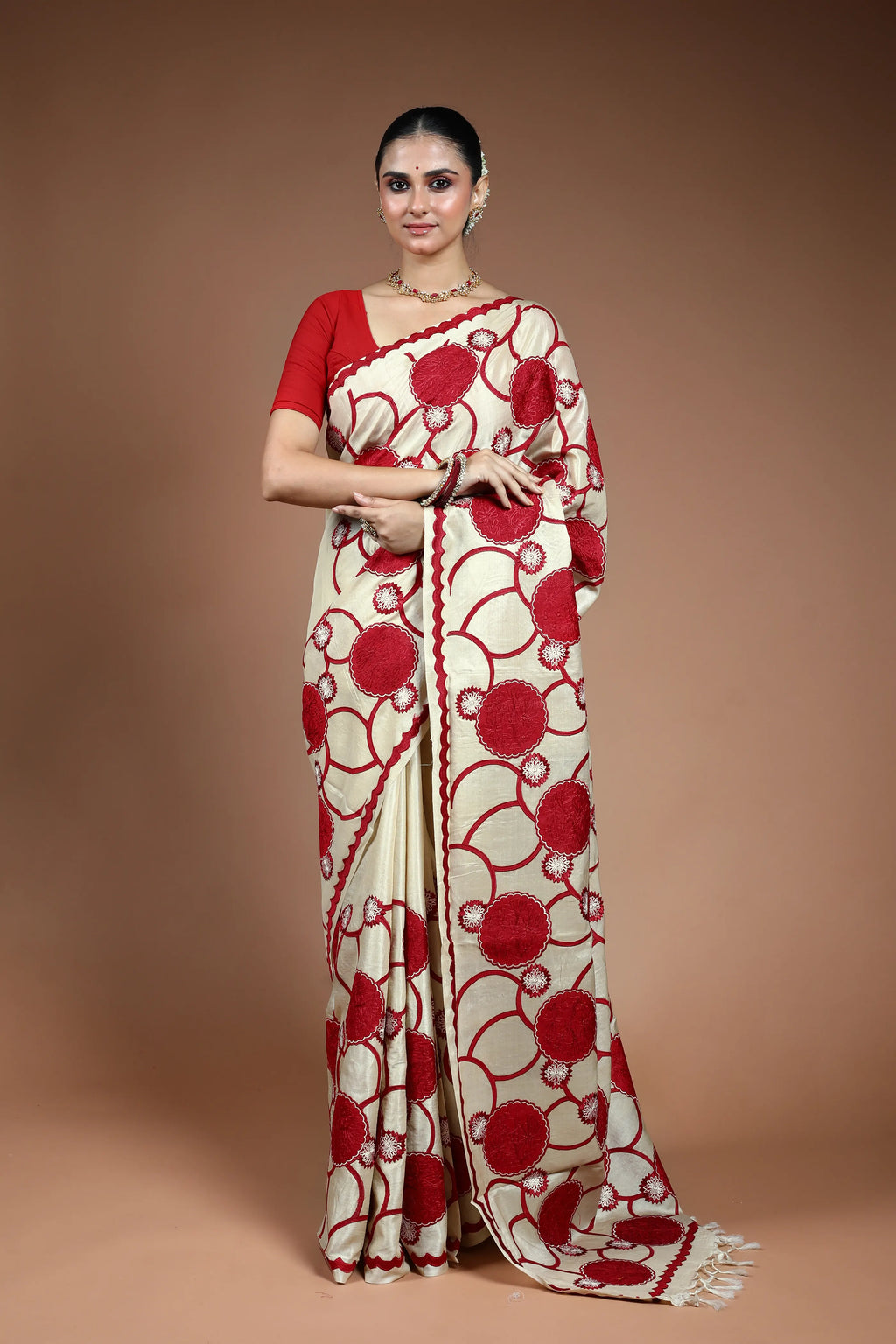 Beige Tussar Saree with Blouse Piece