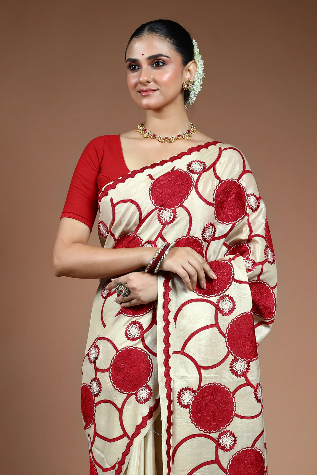 Beige Tussar Saree with Blouse Piece