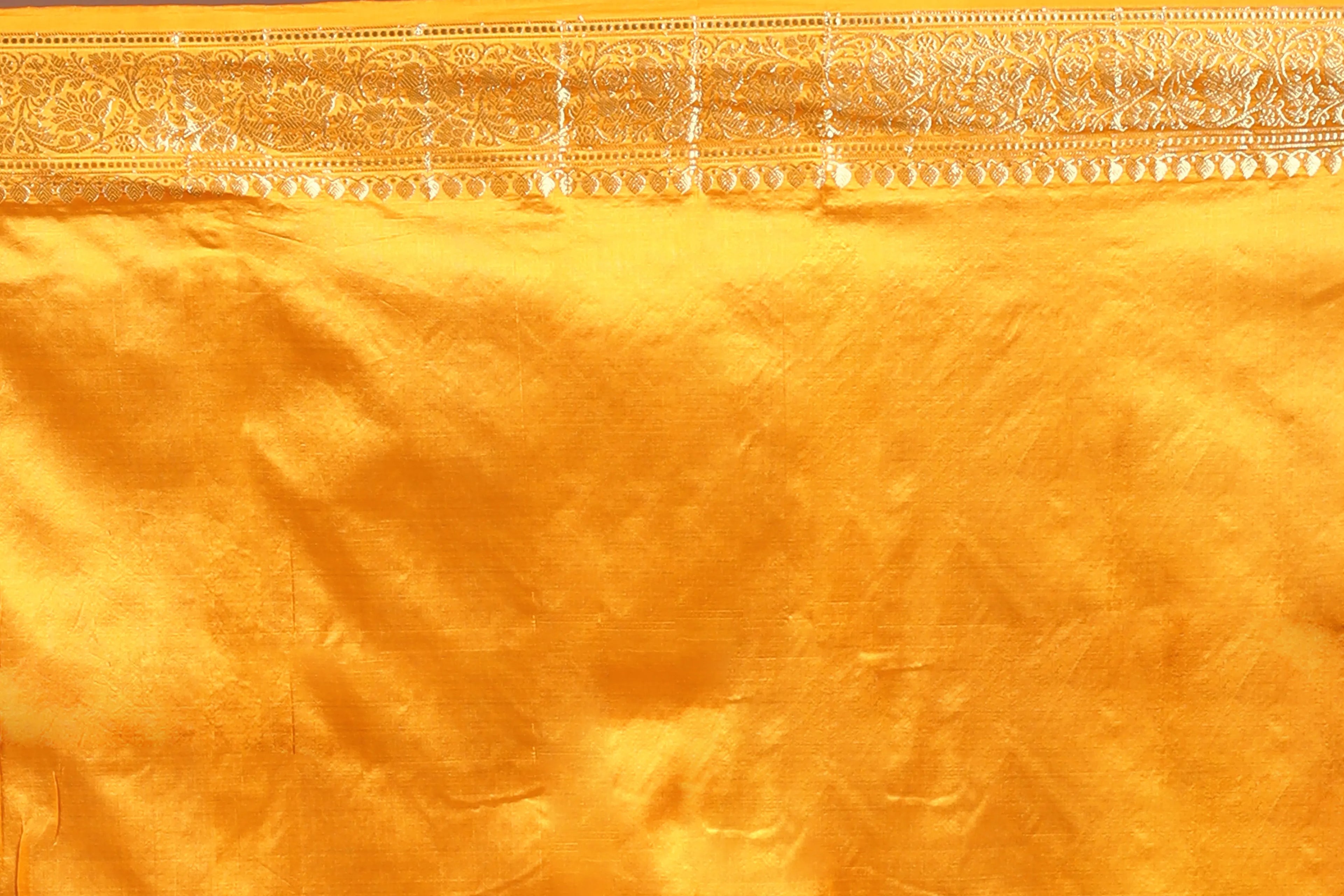 Mango Yellow Katan Banarasi Saree with Blouse Piece