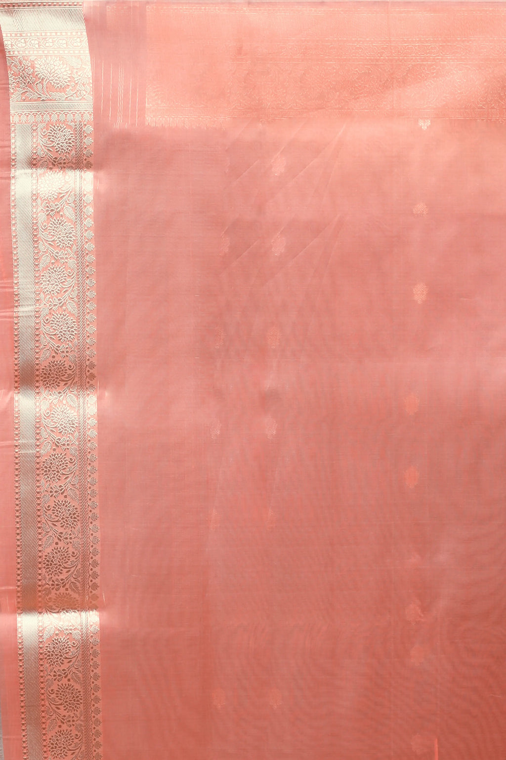 Peach Kora Banarasi Saree with Blouse Piece