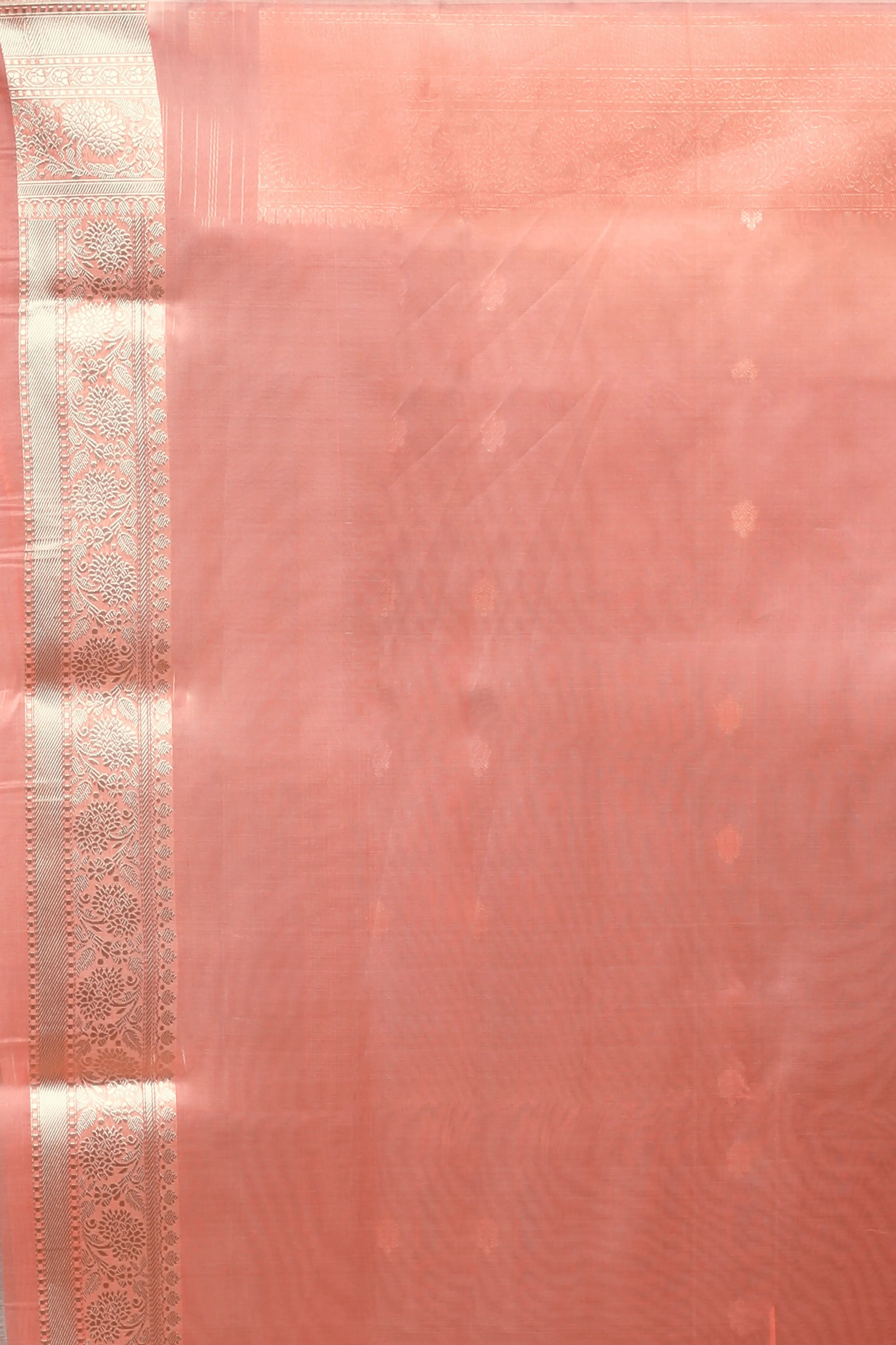 Peach Kora Banarasi Saree with Blouse Piece