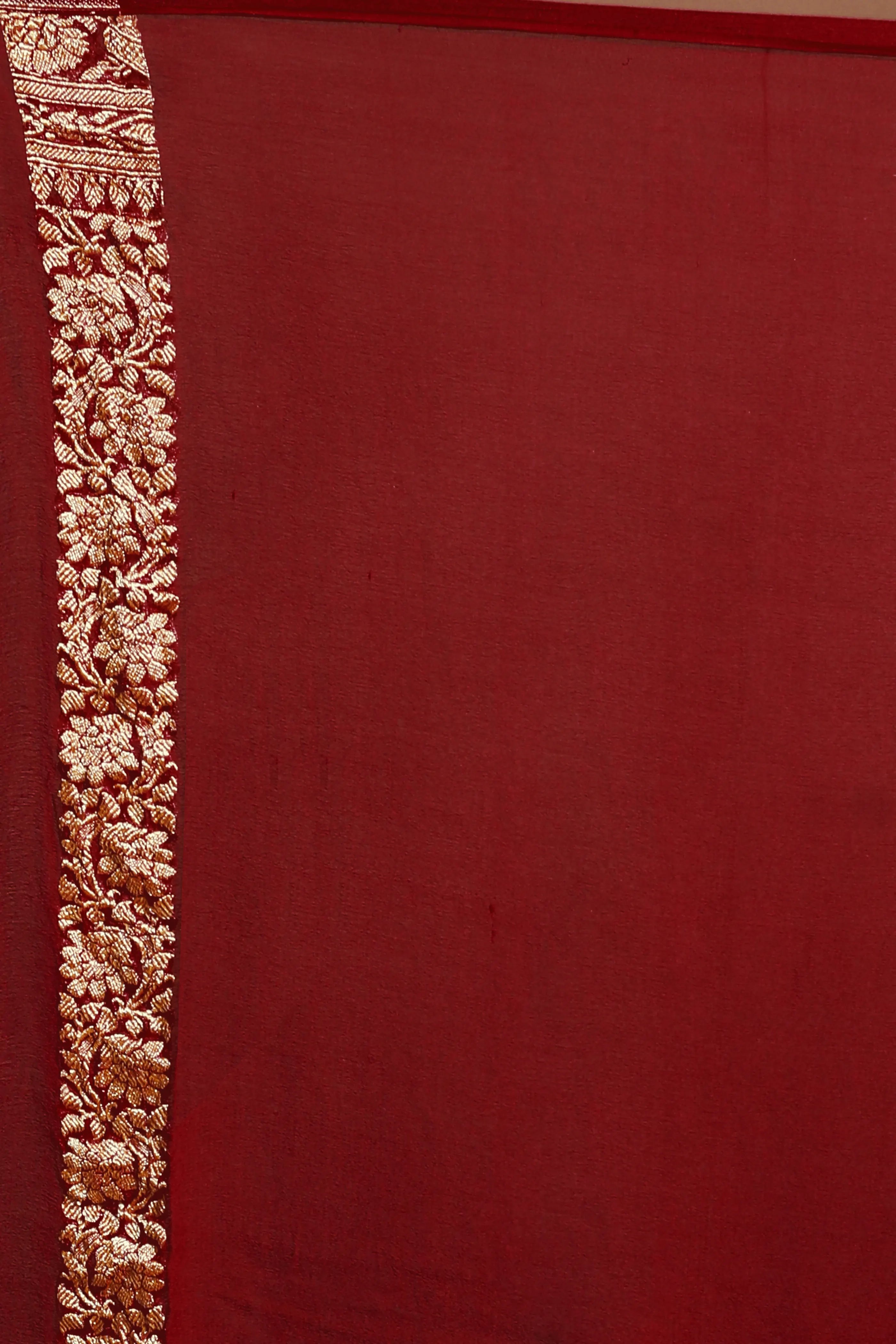 Red and Yellow Chiffon Banarasi Saree with Blouse Piece