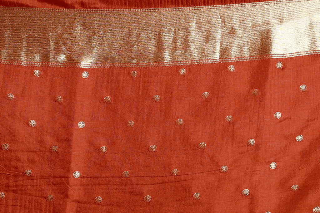 Rust Orange Blended Mashru Saree with Blouse Piece