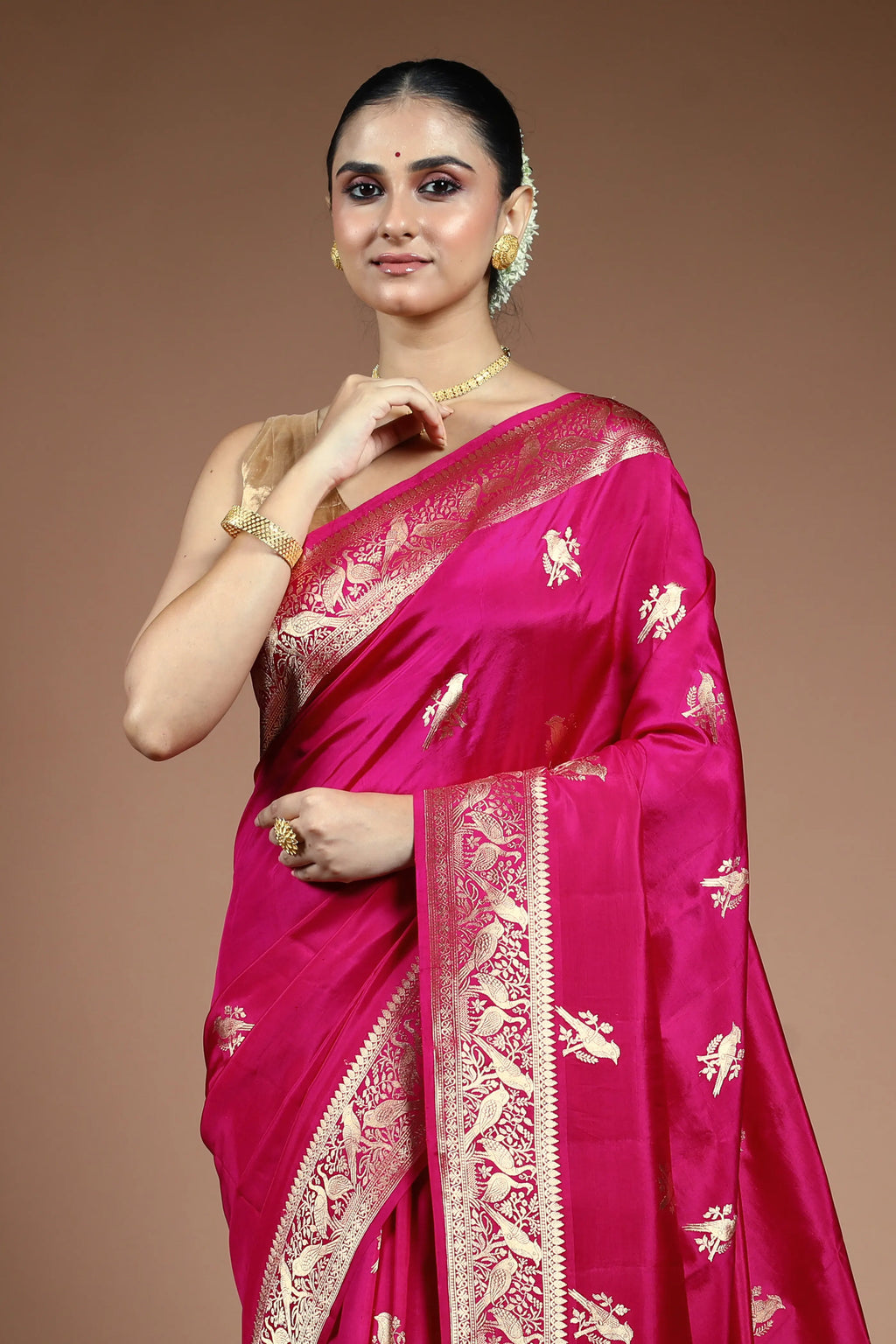 Rani Mango Silk Saree with Blouse Piece
