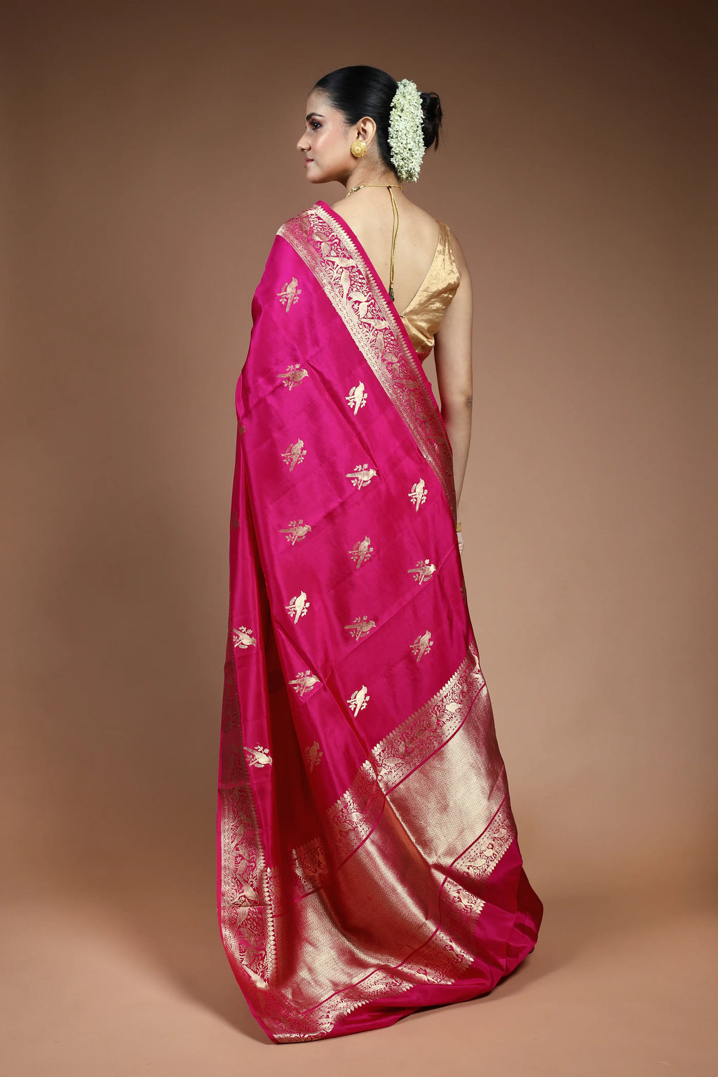 Rani Mango Silk Saree with Blouse Piece