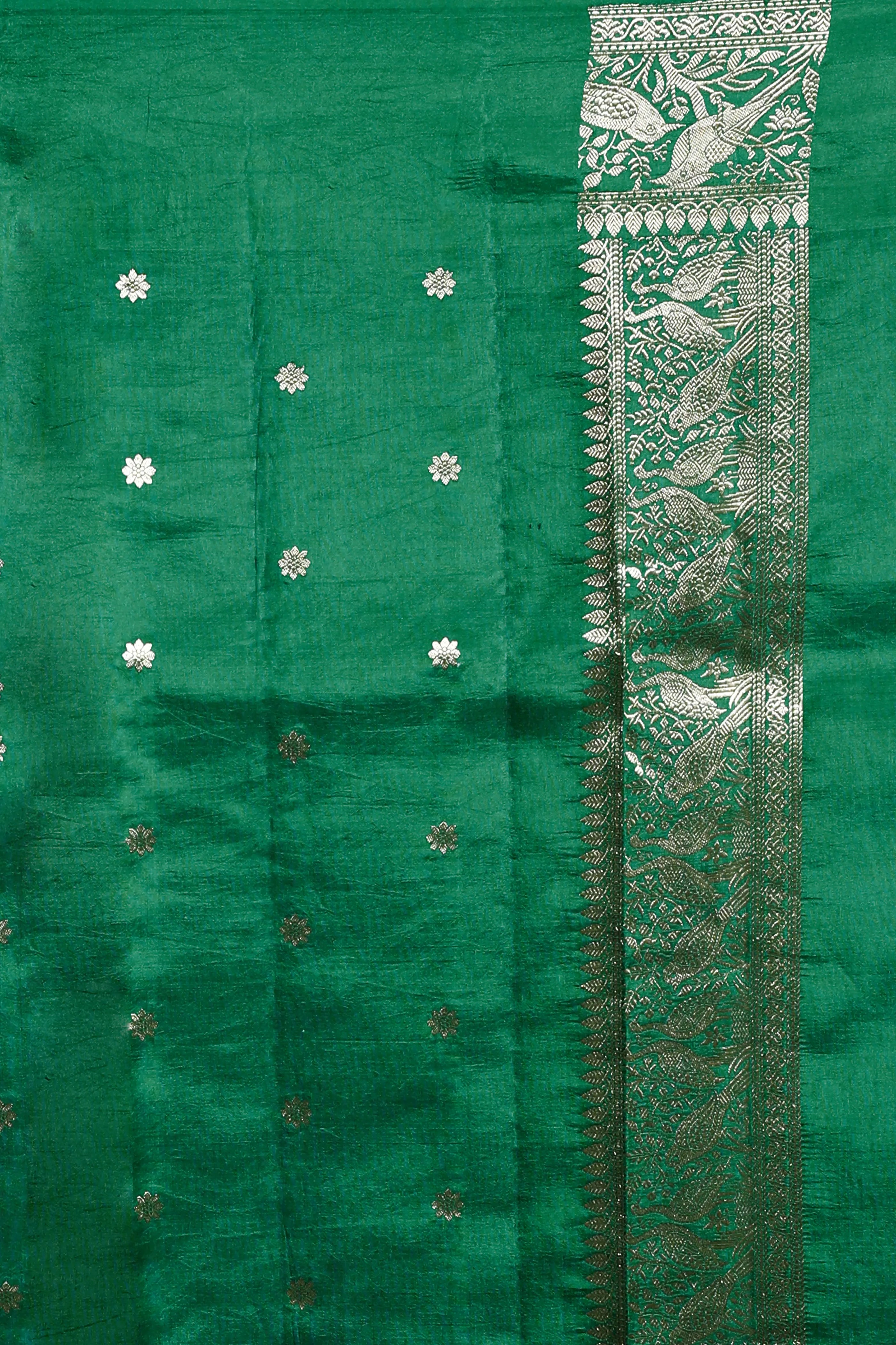 Green Mango Silk Saree with Blouse Piece