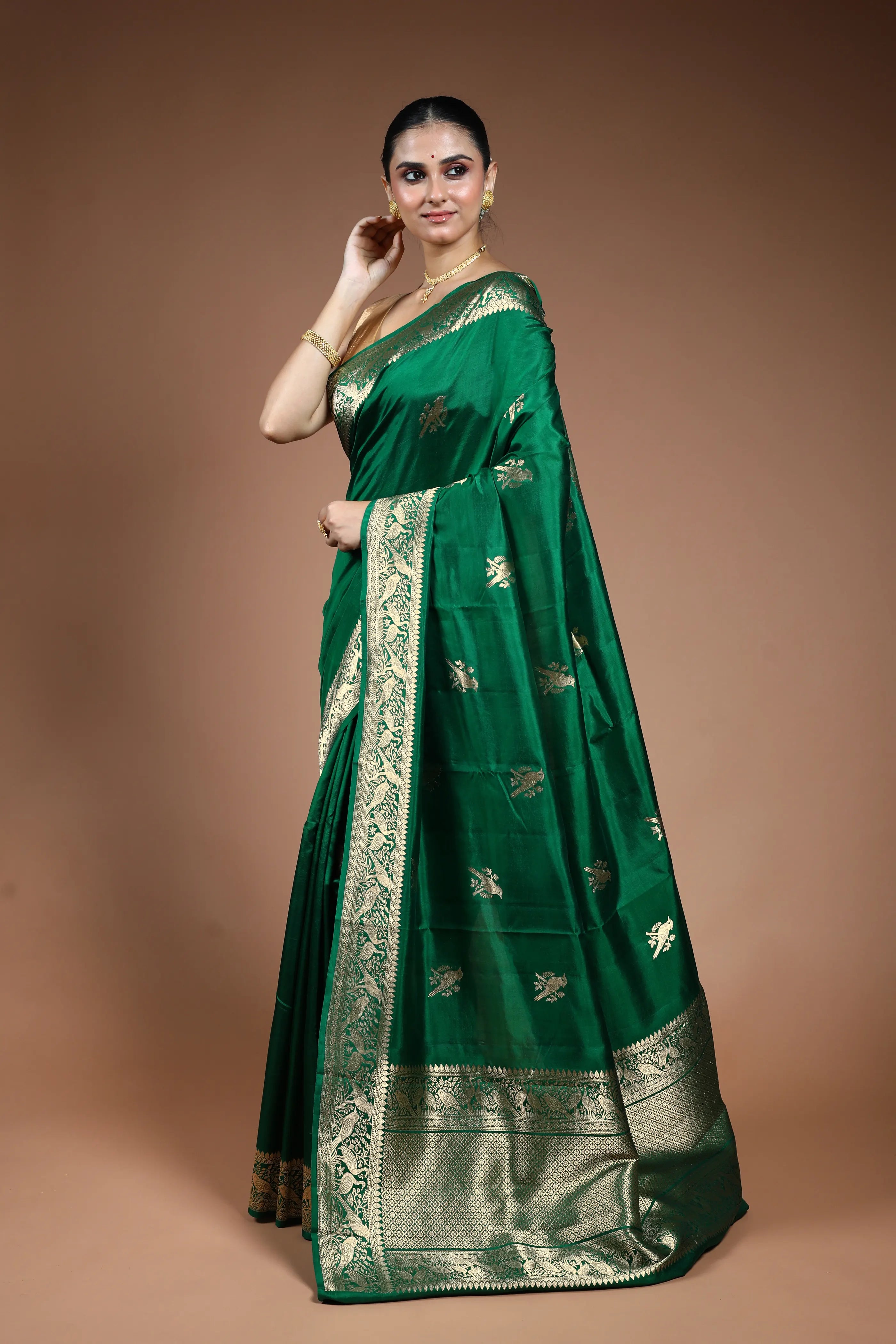 Green Mango Silk Saree with Blouse Piece