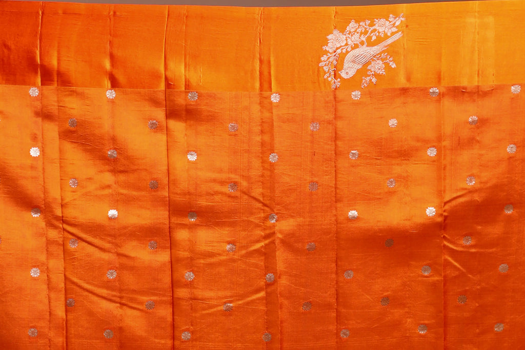 Orange Mango Silk Saree with Blouse Piece