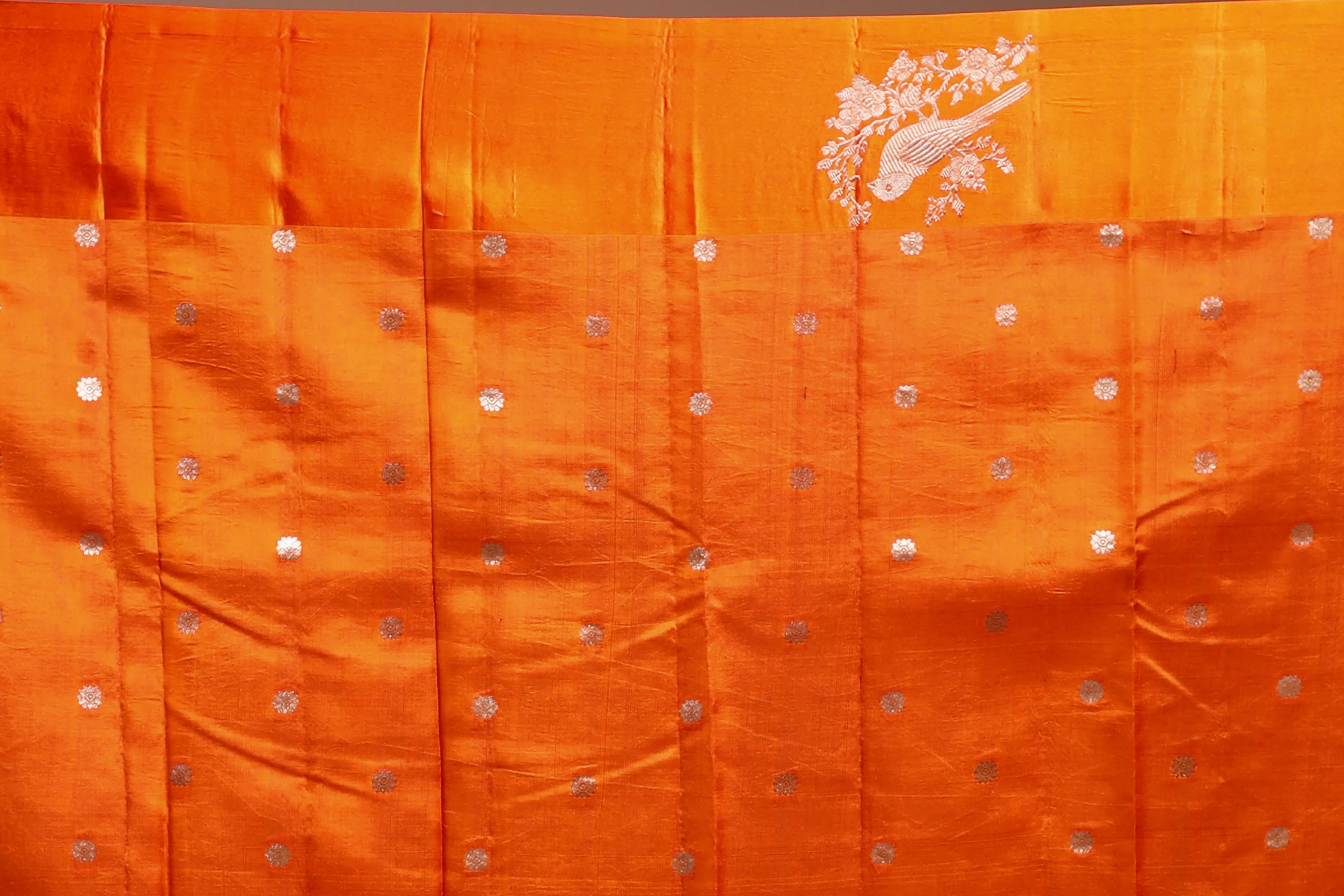 Orange Mango Silk Saree with Blouse Piece