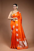 Orange Mango Silk Saree with Blouse Piece