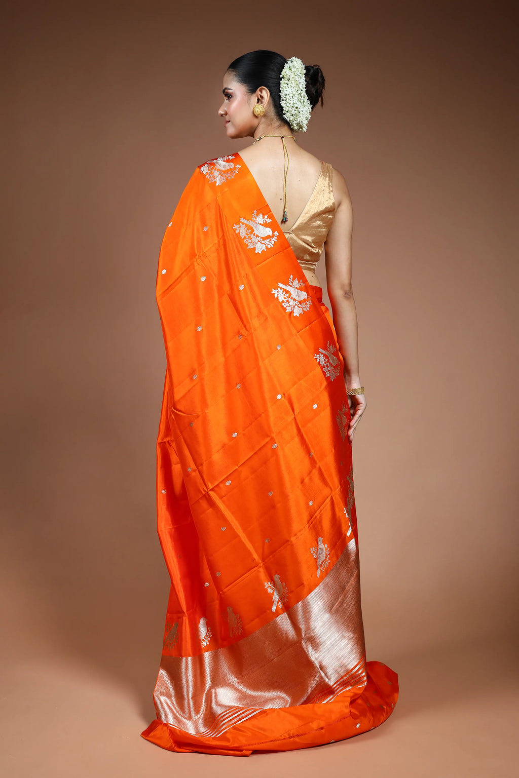 Orange Mango Silk Saree with Blouse Piece