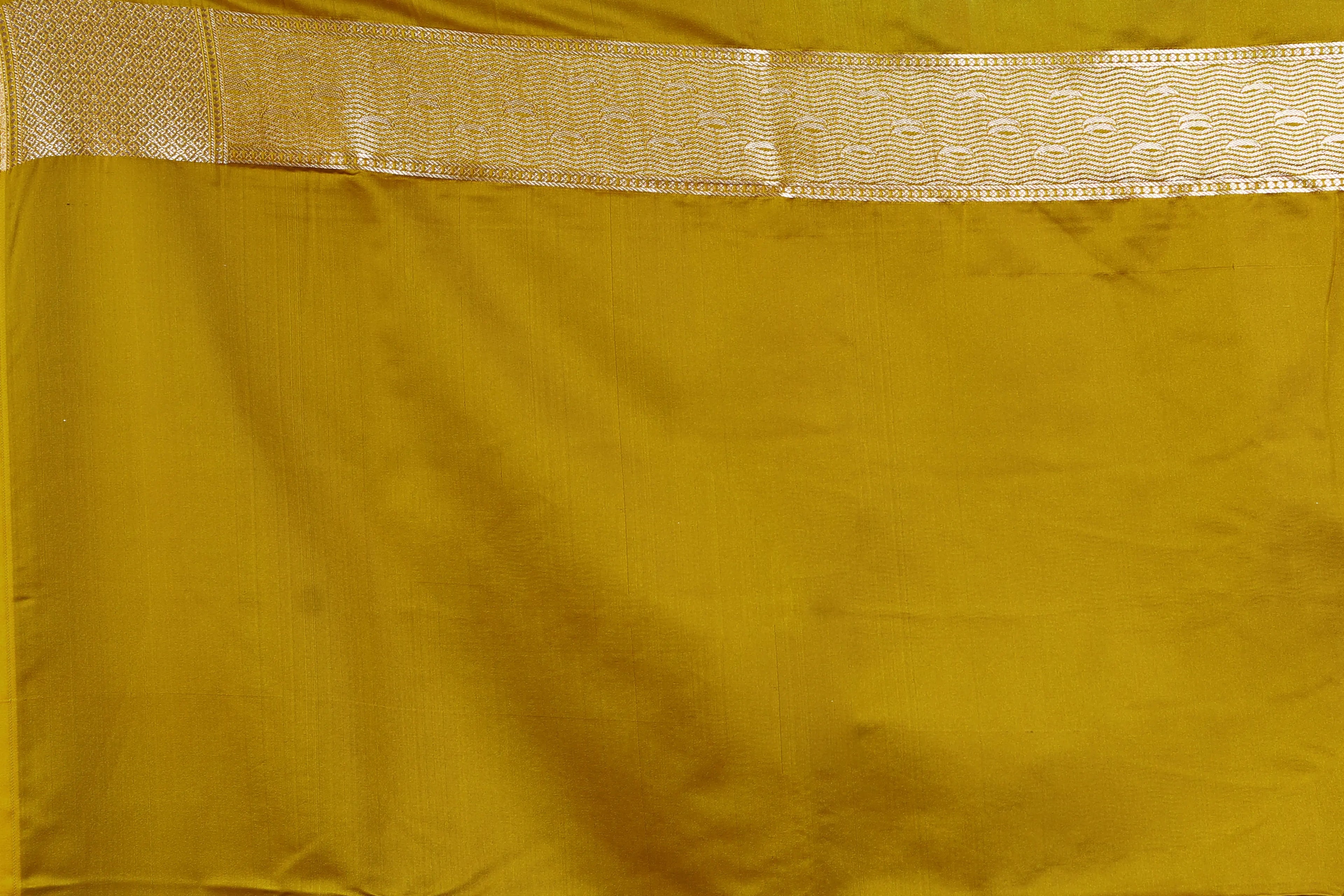 Mustard Ghat Katan Banarasi Saree with Blouse Piece