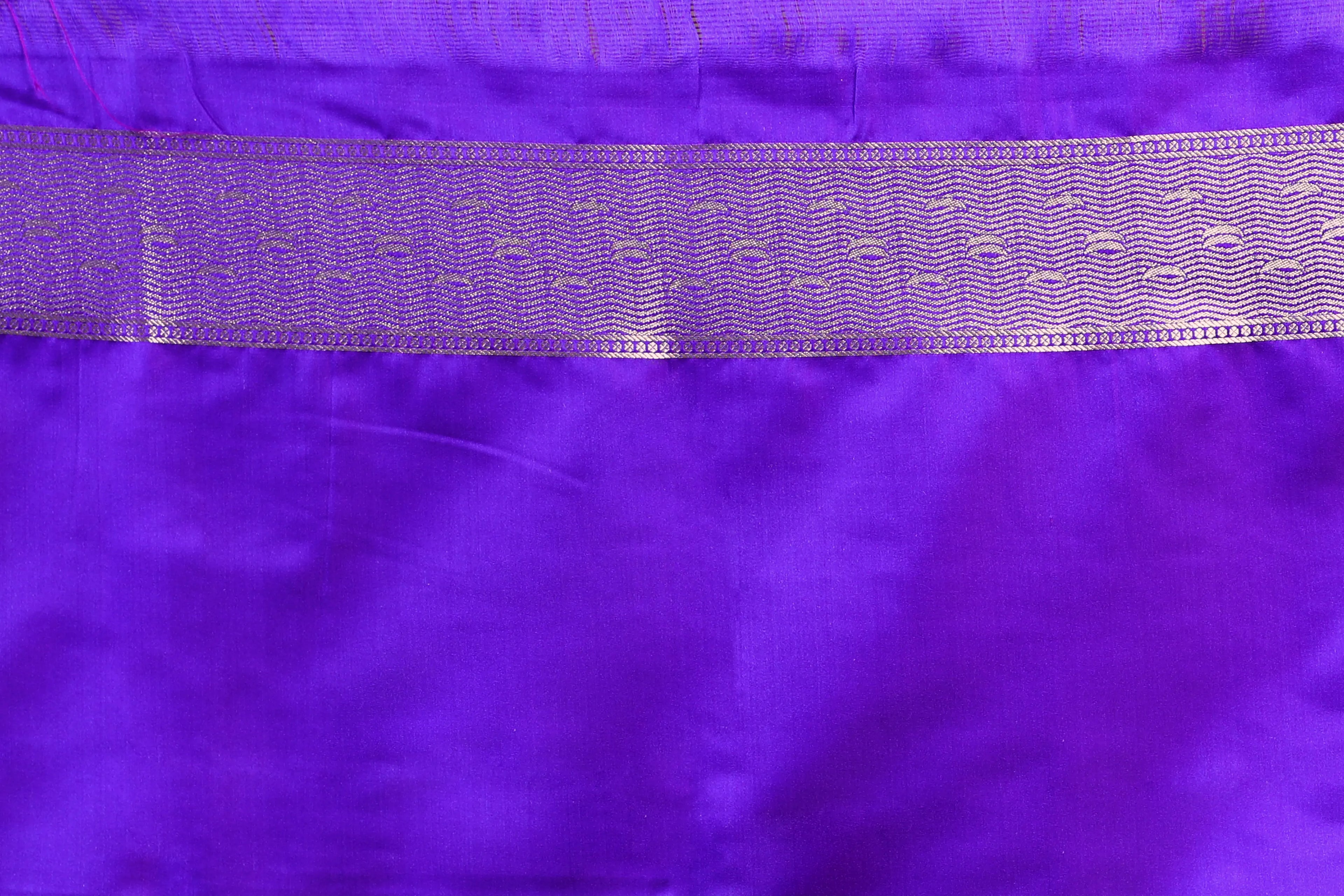Ink Blue Ghat Katan Banarasi Saree with Blouse Piece