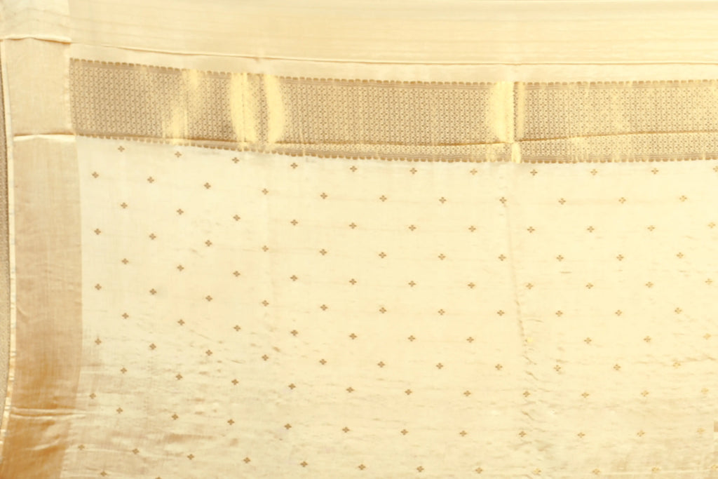 Beige Blended Mashru Saree with Blouse Piece